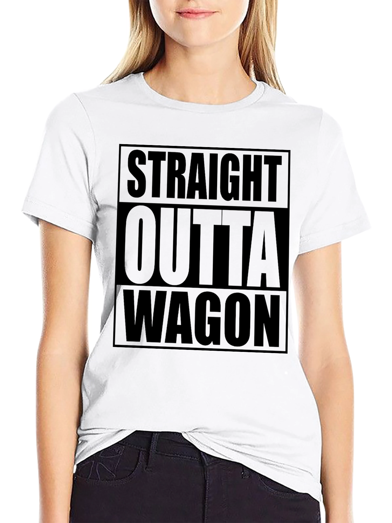 Black Straight Outta Wagon - Novelty Graphic Tee view 9