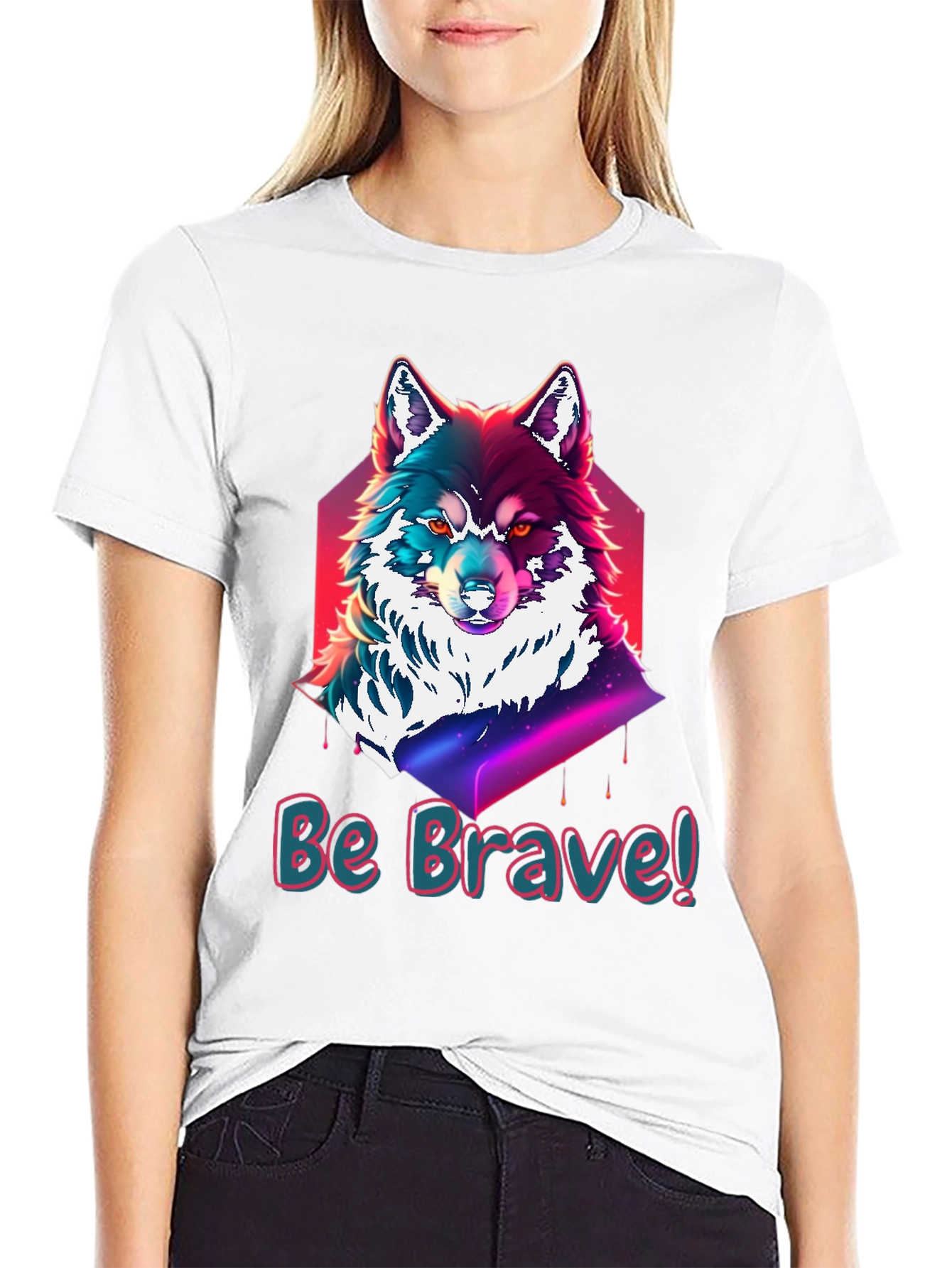 Black Be Brave Wolf Graphic Tee - Soft Cotton Comfort view 9