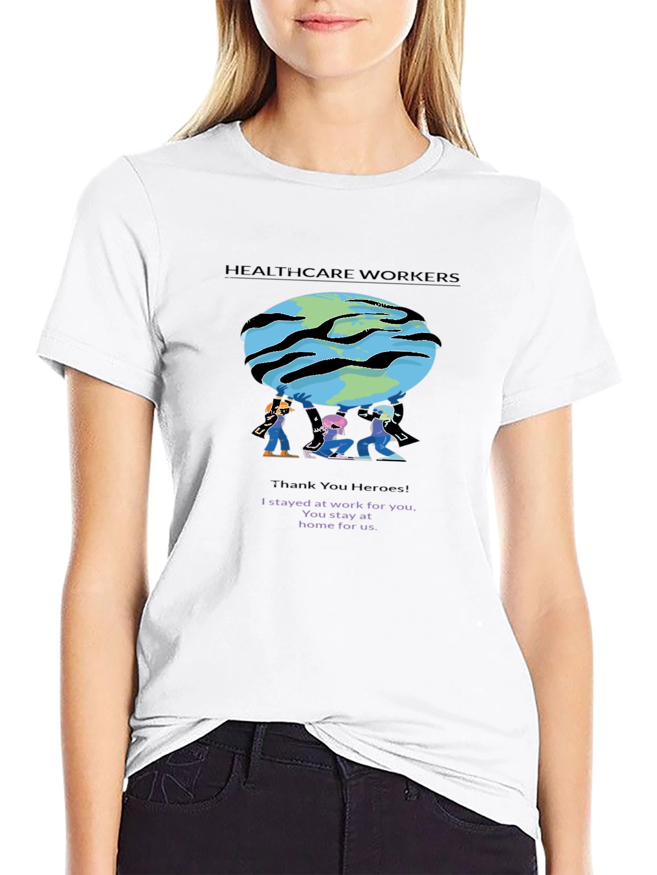 Black Healthcare Workers T-Shirt - Thank You Heroes! view 9
