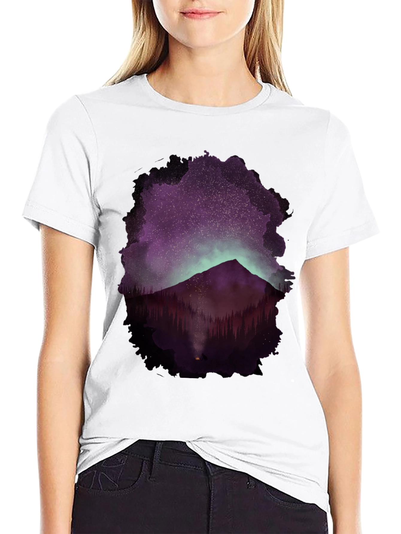 Black Mountain Night Sky Graphic Tee view 9
