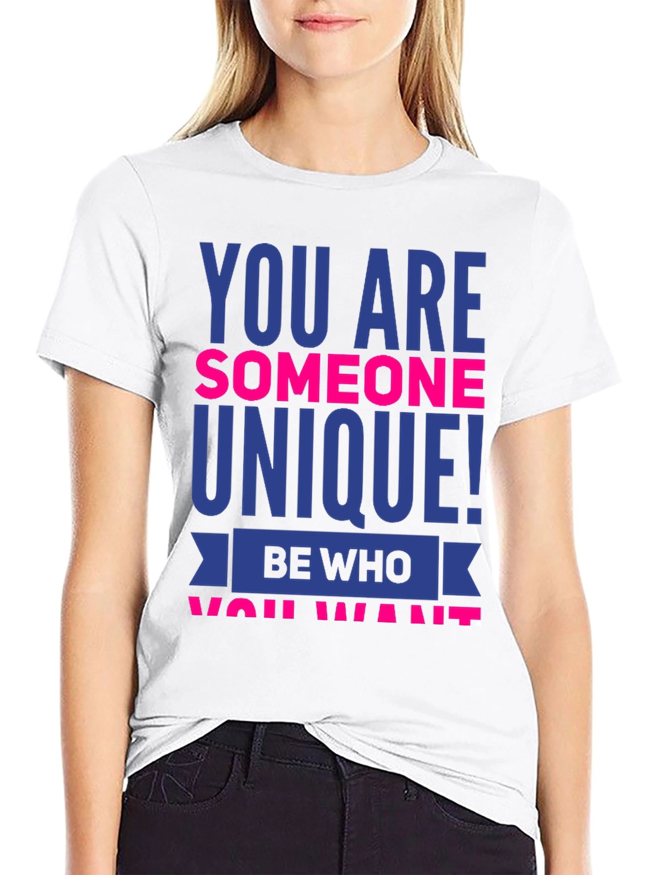 Black Unique Statement T-Shirt - Be Who You Want! view 9