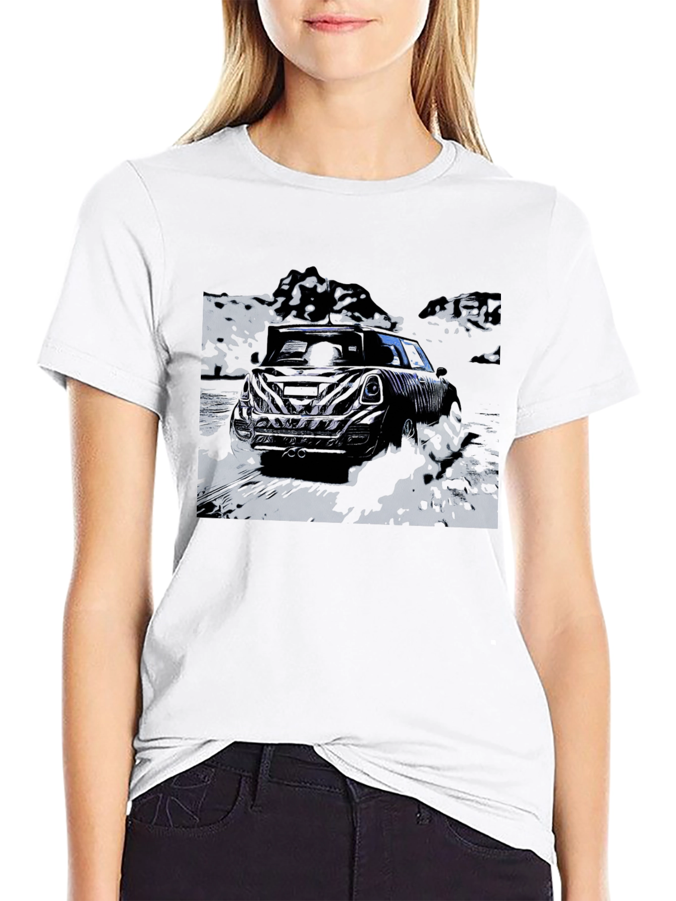 Black Cool Black Car Graphic Tee view 9