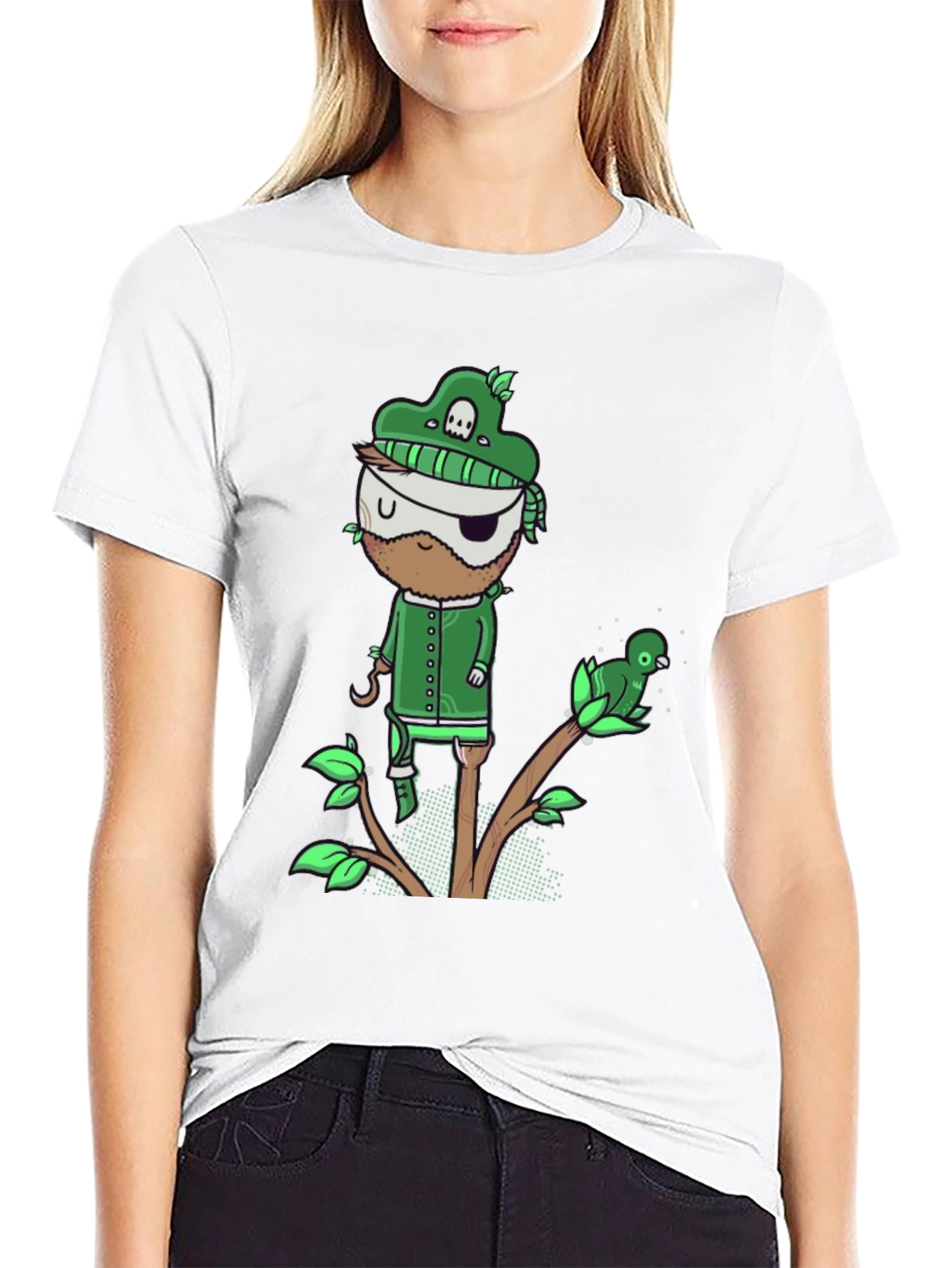 Black Pirate Bird T-Shirt - Unique Graphic Tee view 9