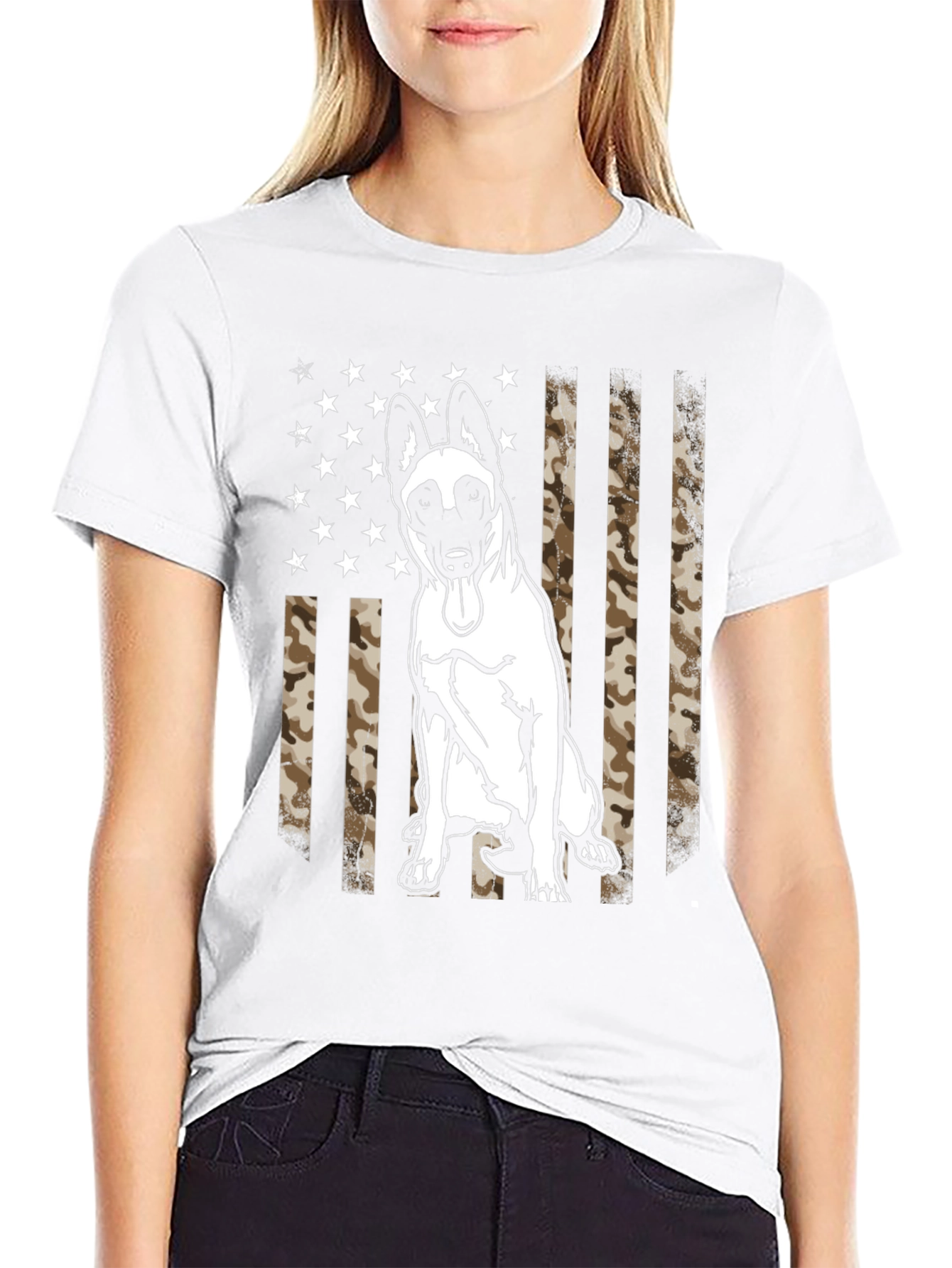 Belgian Malinois Camo Flag T-Shirt - 9