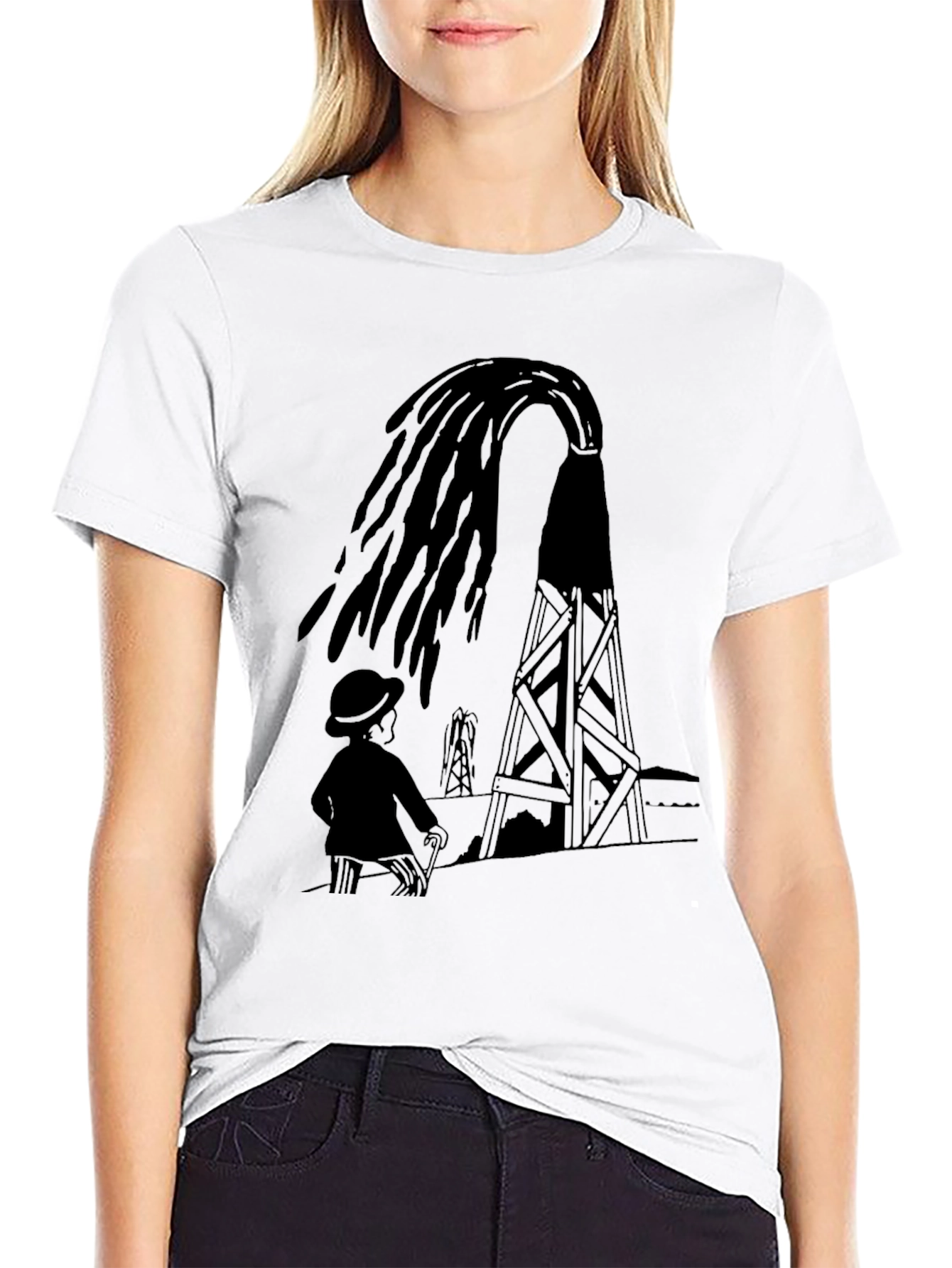 Black Oil Derrick Graphic Tee - Black view 9