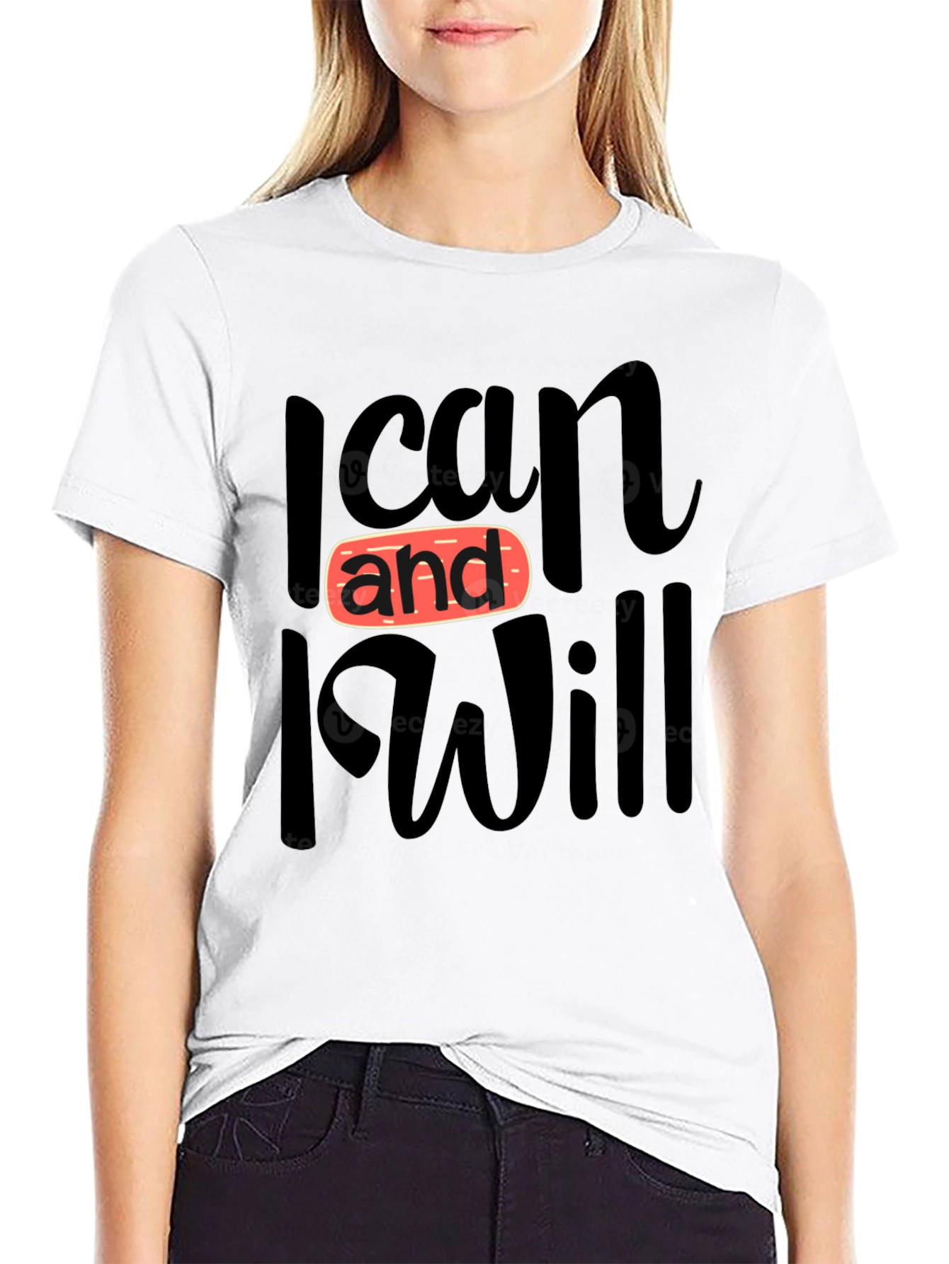 Black I Can and I Will T-Shirt - Black, Graphic Tee view 9