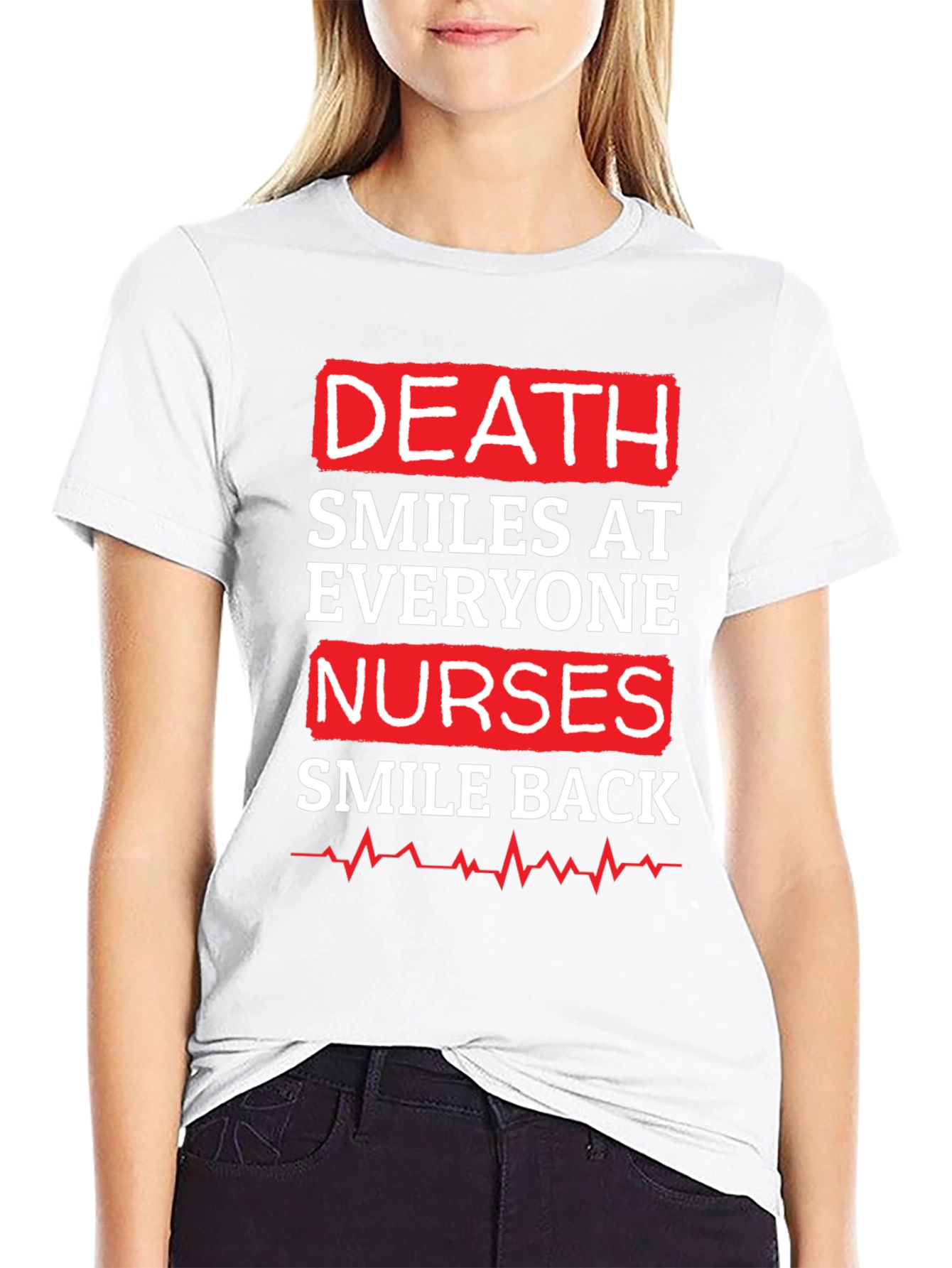 Black Death Smiles At Everyone Nurse Graphic T-Shirt view 9