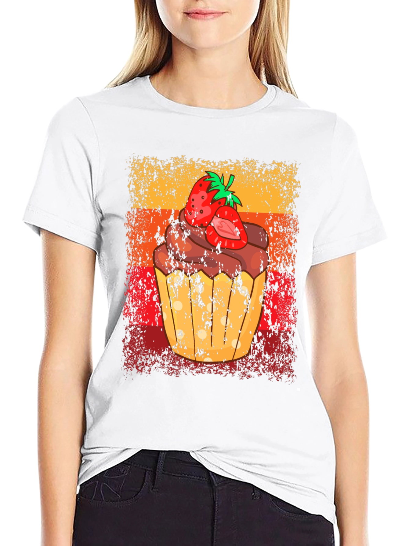 Black Strawberry Cupcake Graphic Tee - Sweet Treat Shirt view 9