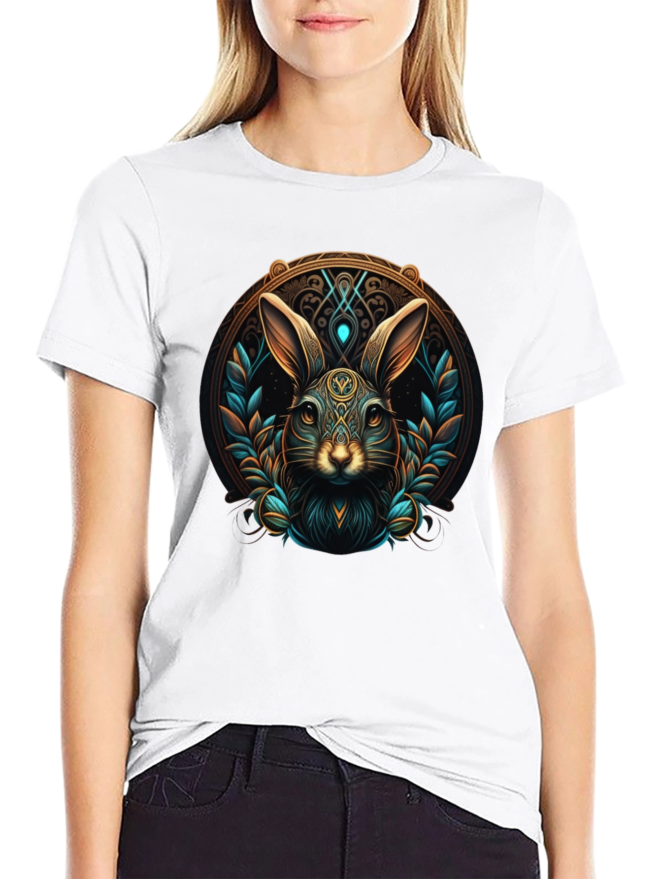 Black Mystic Rabbit Graphic Tee - Black view 9