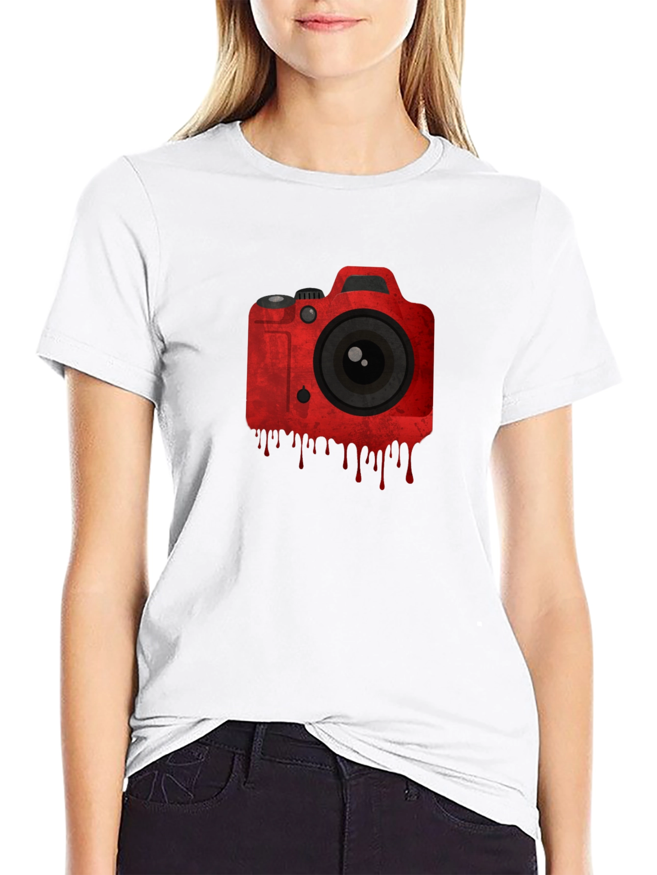 Black Red Camera Graphic Black T-Shirt view 9