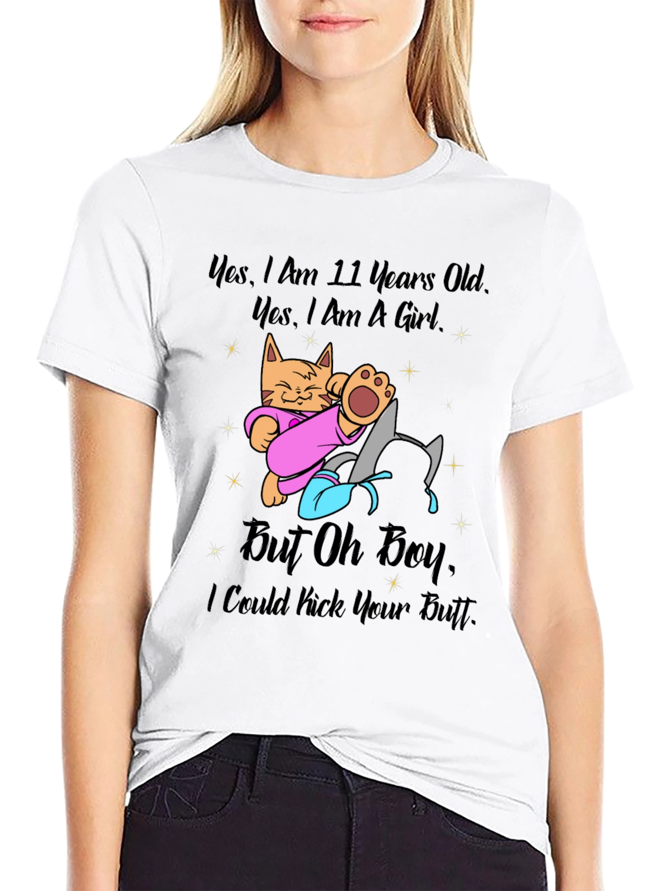 Black Girl Power Cat T-Shirt - 11 Years Old and Ready! view 9
