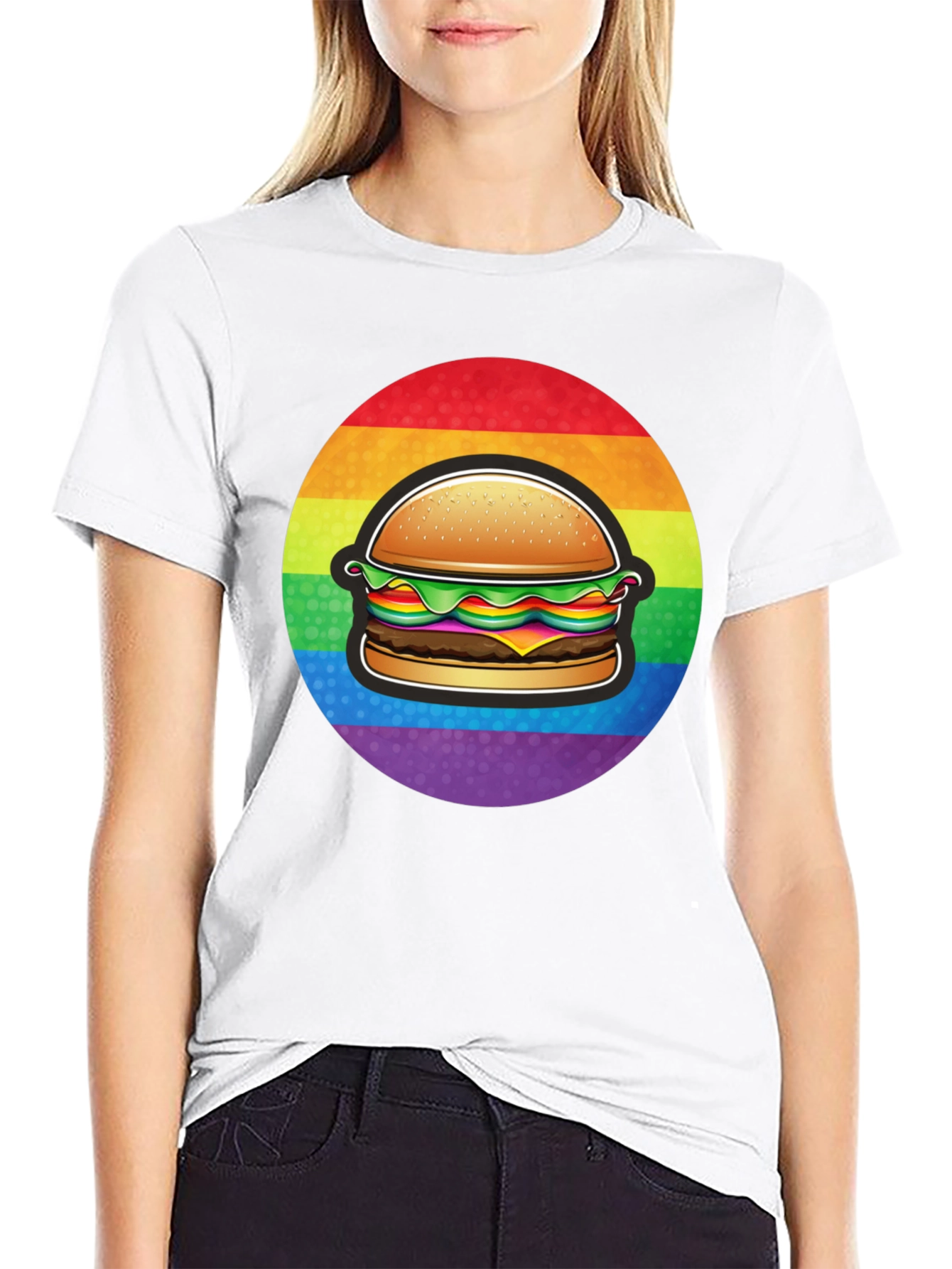 Black Rainbow Burger Graphic Tee - Pride Apparel view 9