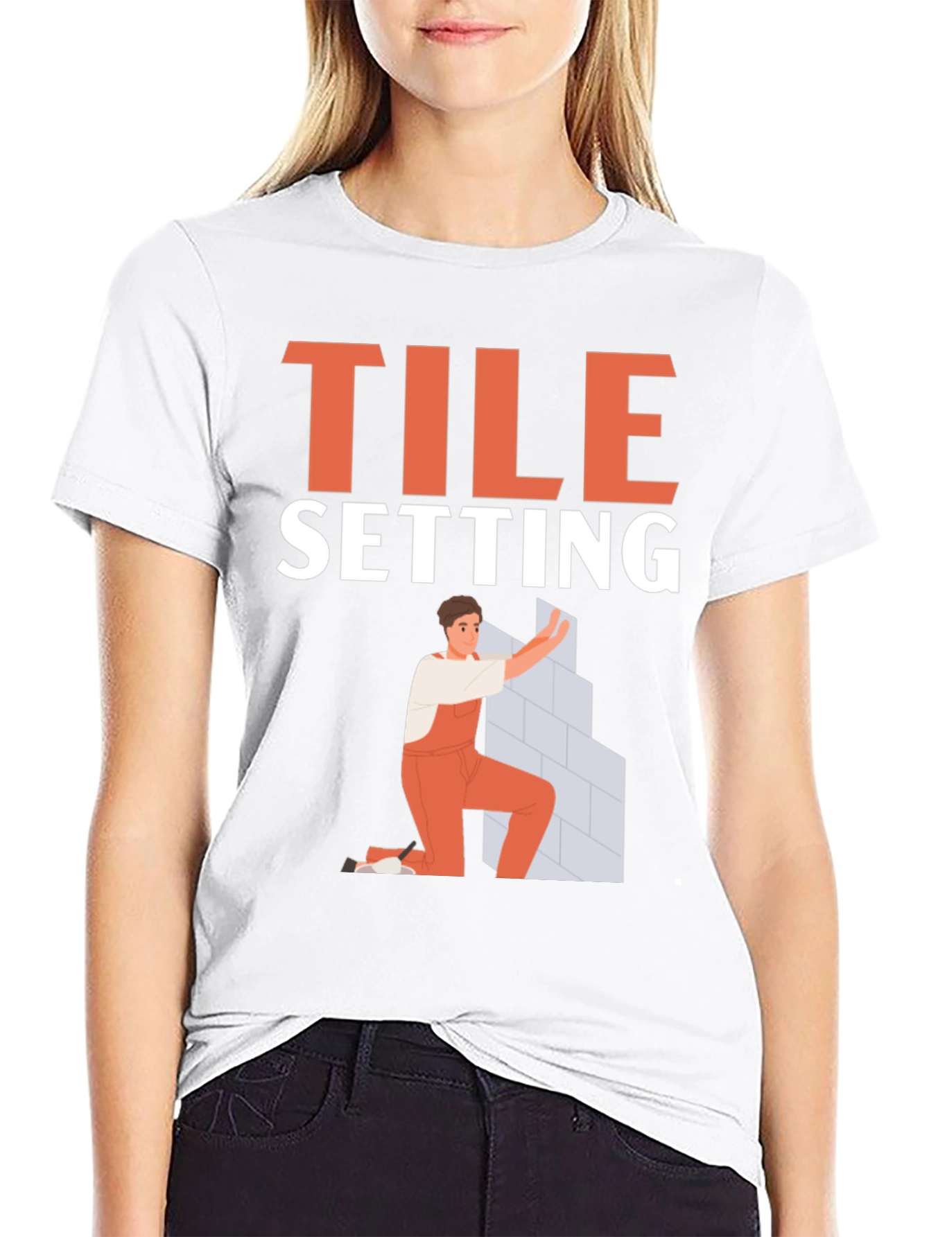Black Tile Setter T-Shirt - Construction Worker Gift view 9