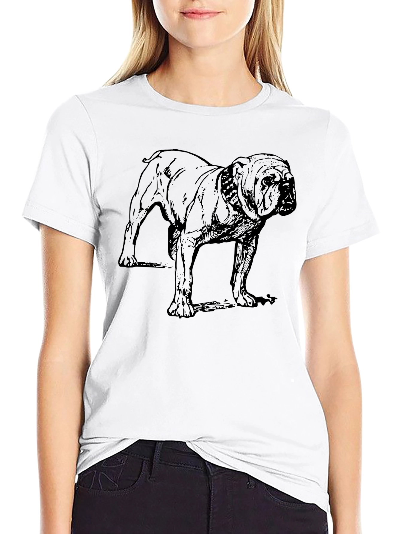 Black Bulldog Graphic Print Men's Black T-Shirt view 9