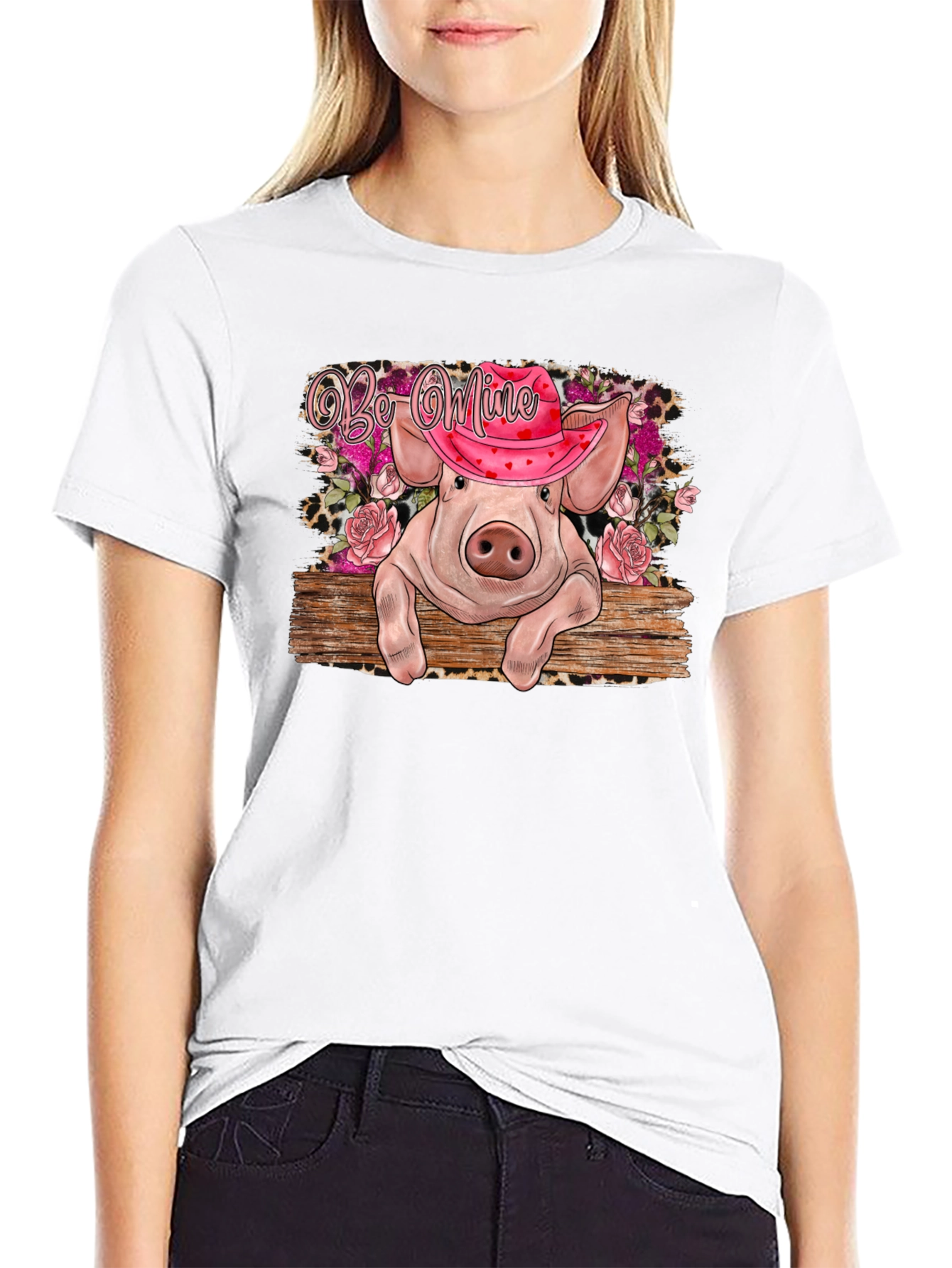 Black Valentine's Pig Graphic Tee view 9