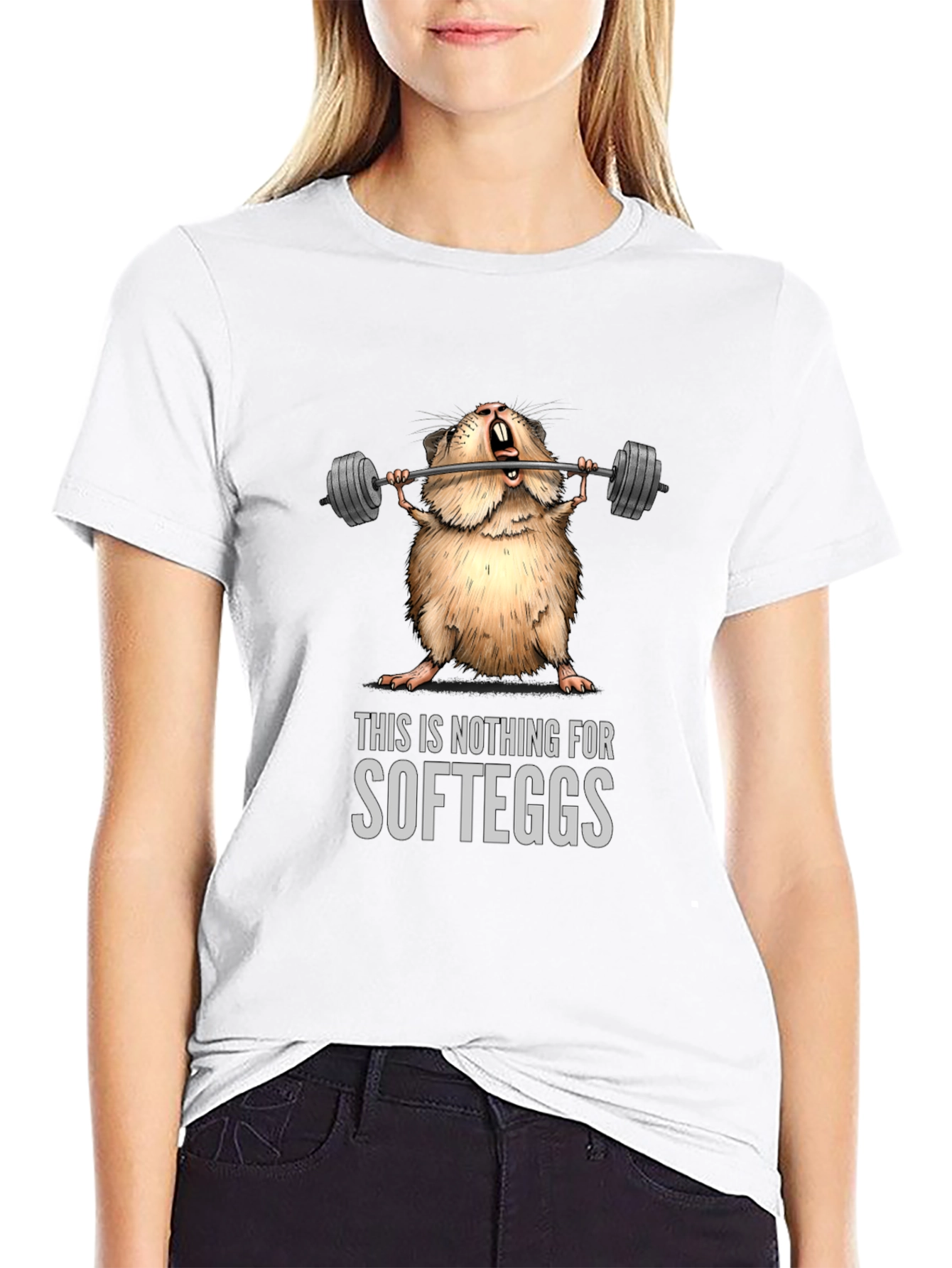 Black Weightlifting Hamster T-Shirt - Nothing for Softeggs view 9