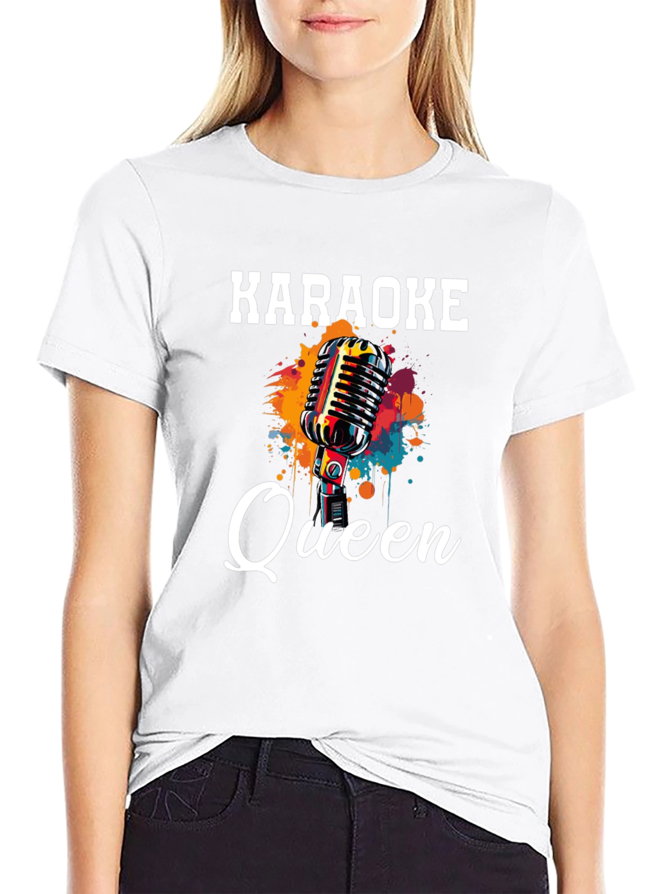 Black Karaoke Queen Black Graphic T-Shirt view 9