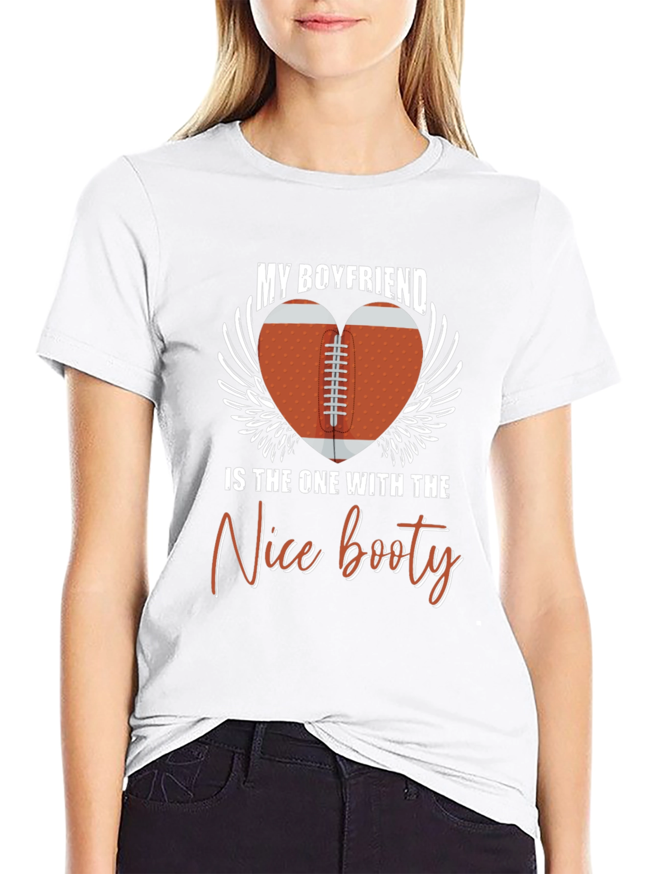 Black Boyfriend Nice Booty Football Heart Tee view 9