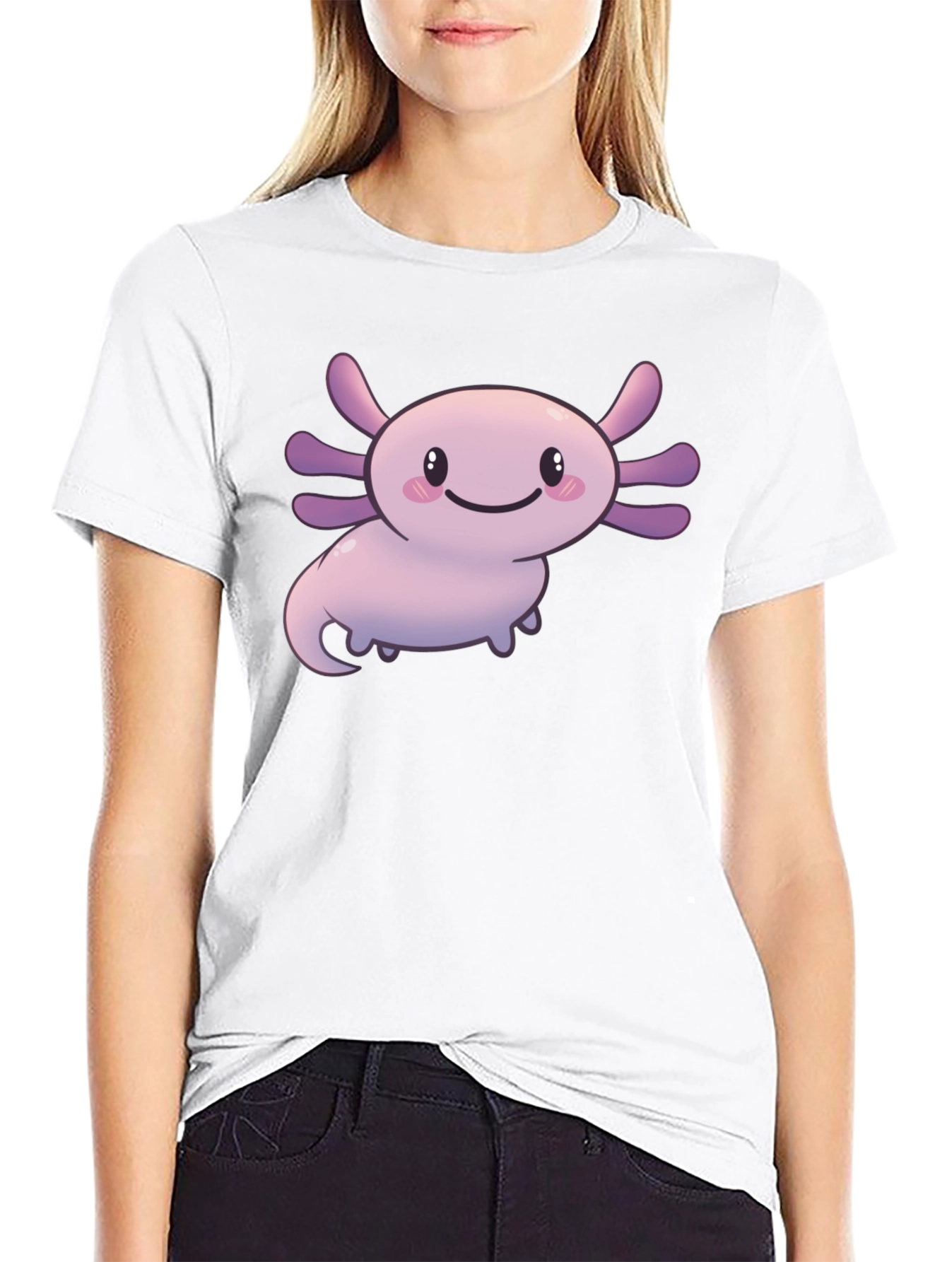 Black Cute Axolotl Graphic Tee - Black T-Shirt view 9