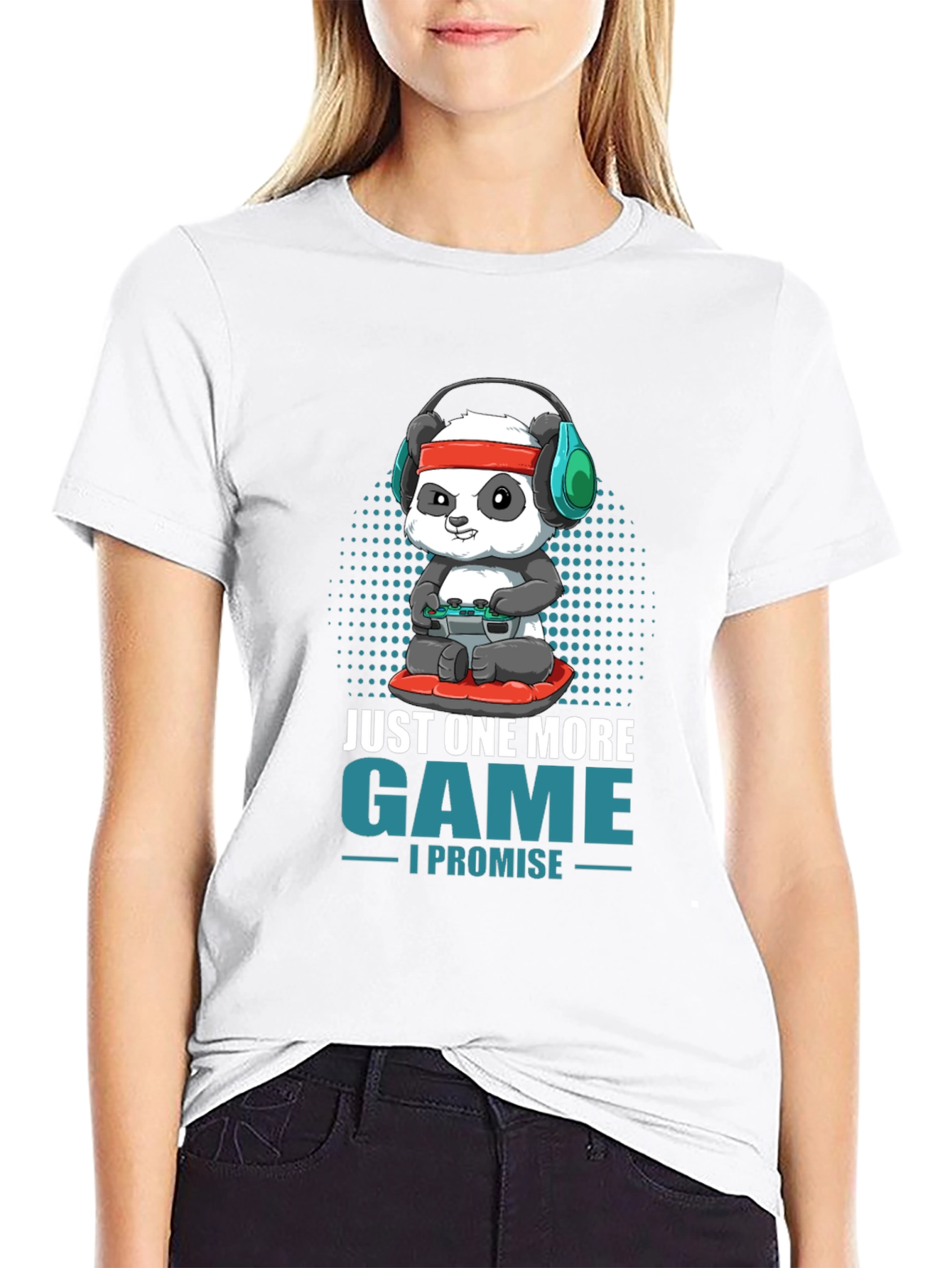 Black Gamer Panda T-Shirt - Just One More Game view 9
