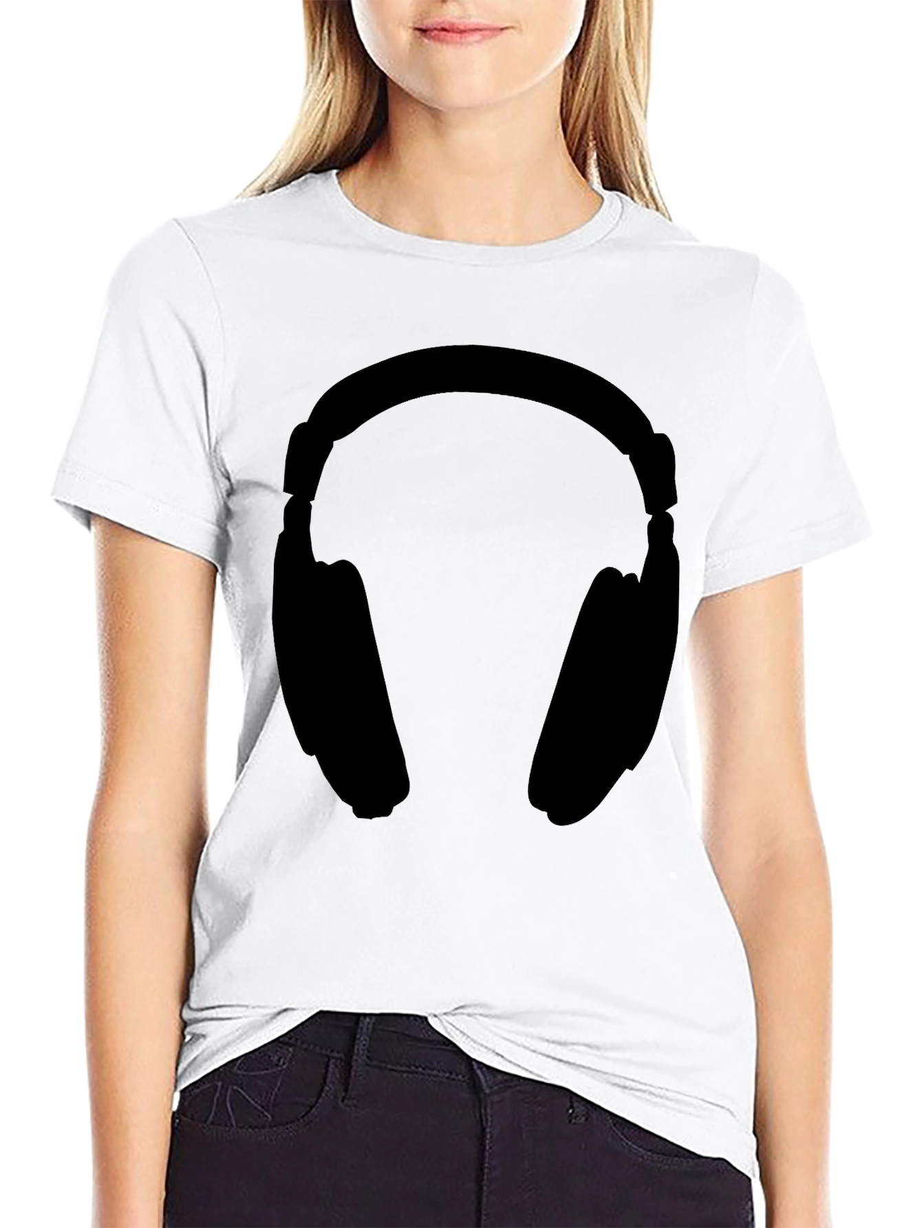 Black Headphone Graphic Tee - Black Unisex T-Shirt view 9