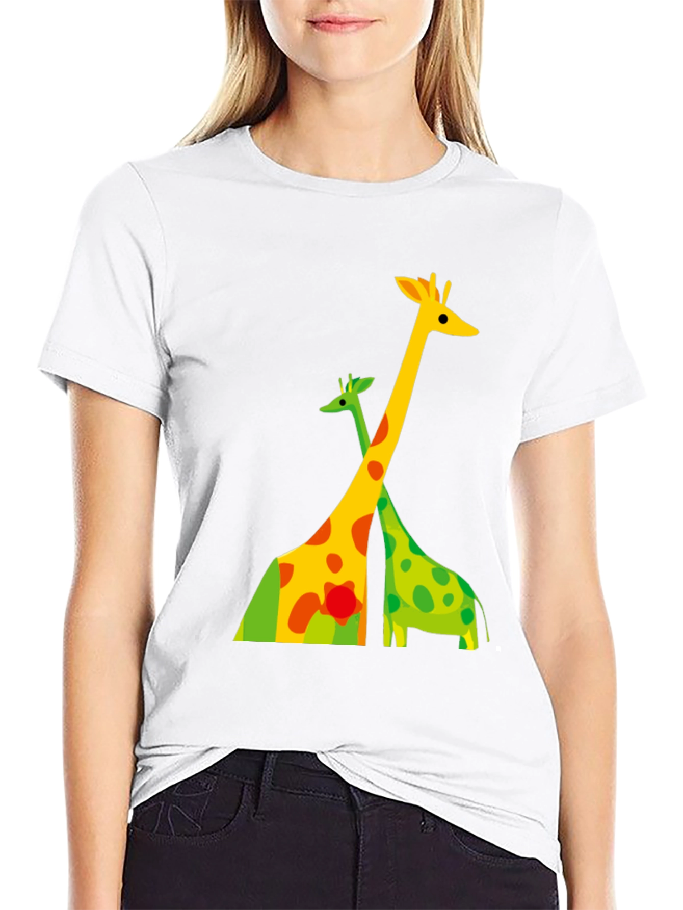 Black Giraffe Graphic Tee - Modern Animal Print Shirt view 9