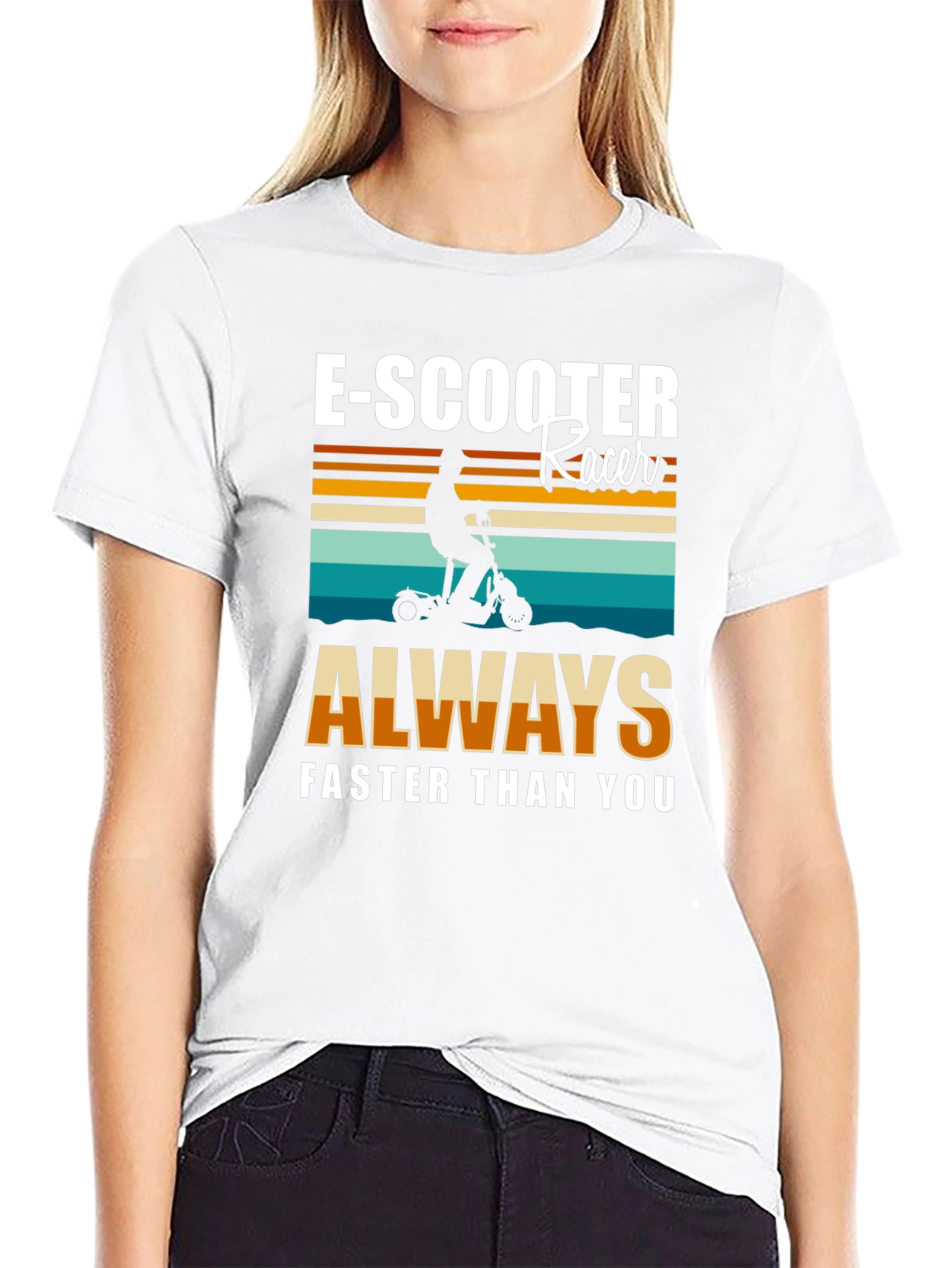 Black E-Scooter Racer Graphic T-Shirt - Always Faster Than You! view 9