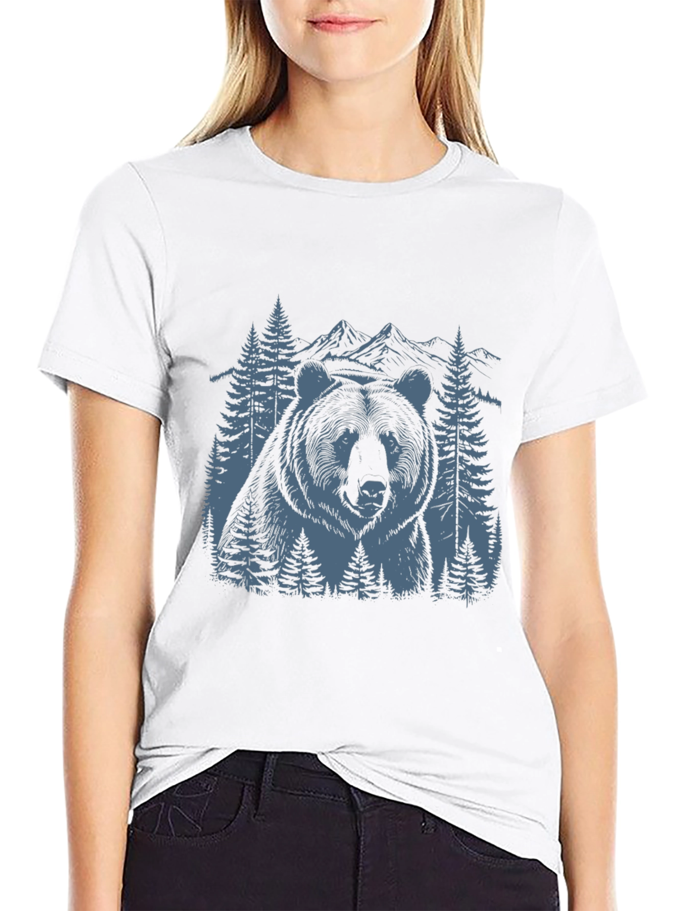 Black Bear Mountain Graphic Tee - Nature Inspired Black T-Shirt view 9