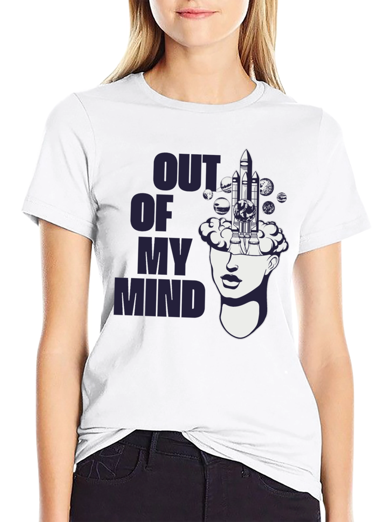 Black Out of My Mind Space Shuttle Graphic T-Shirt view 9
