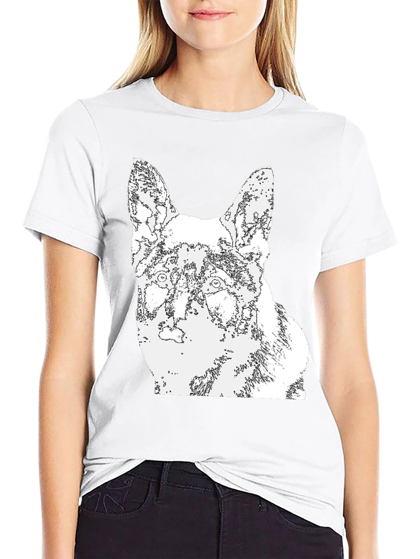 Black Dog Outline Graphic T-Shirt - Black view 9