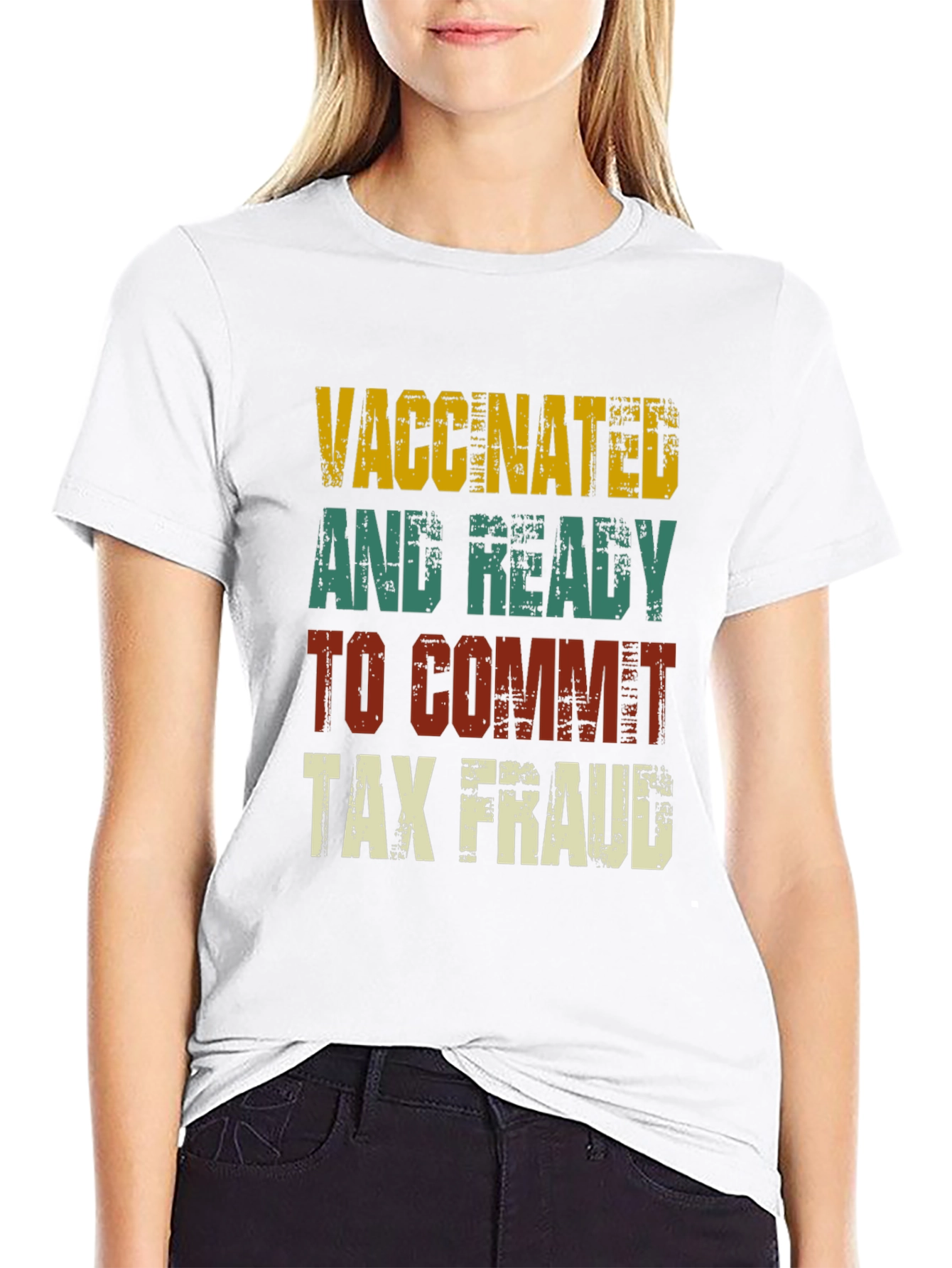 Black Vaccinated and Ready Tax Fraud T-Shirt view 9