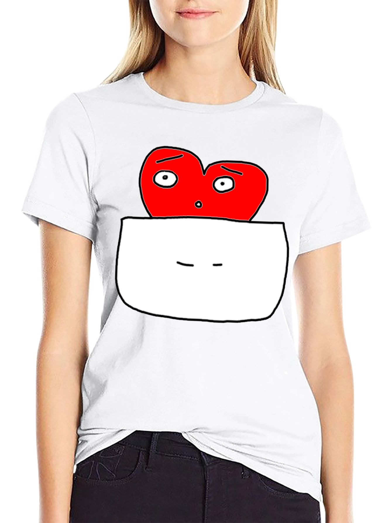 Black Heart Pocket Graphic T-Shirt - Funny Cartoon Tee view 9