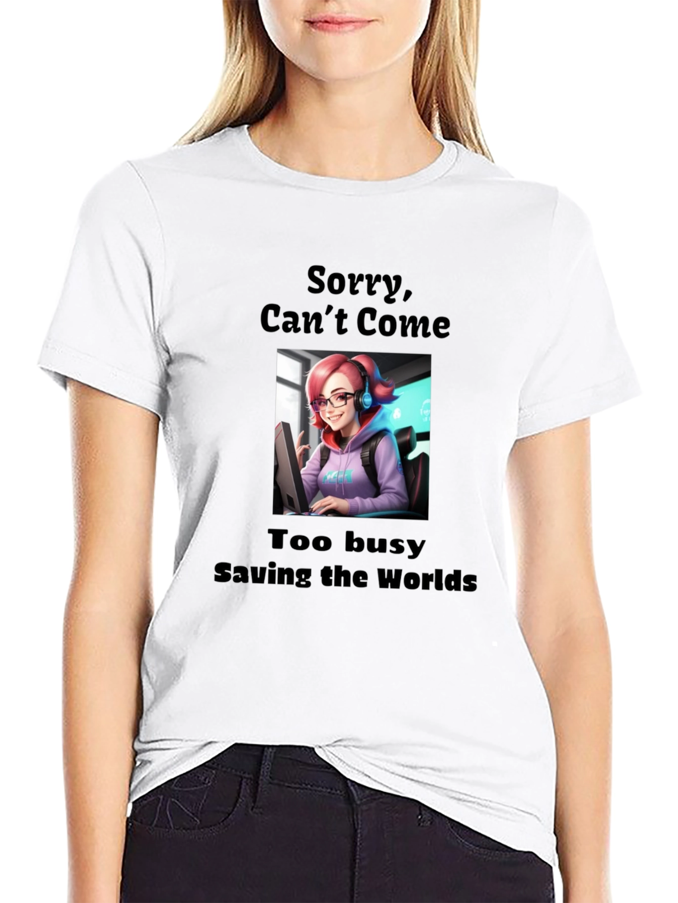 Black Gamer Girl Tee - Saving Worlds view 9