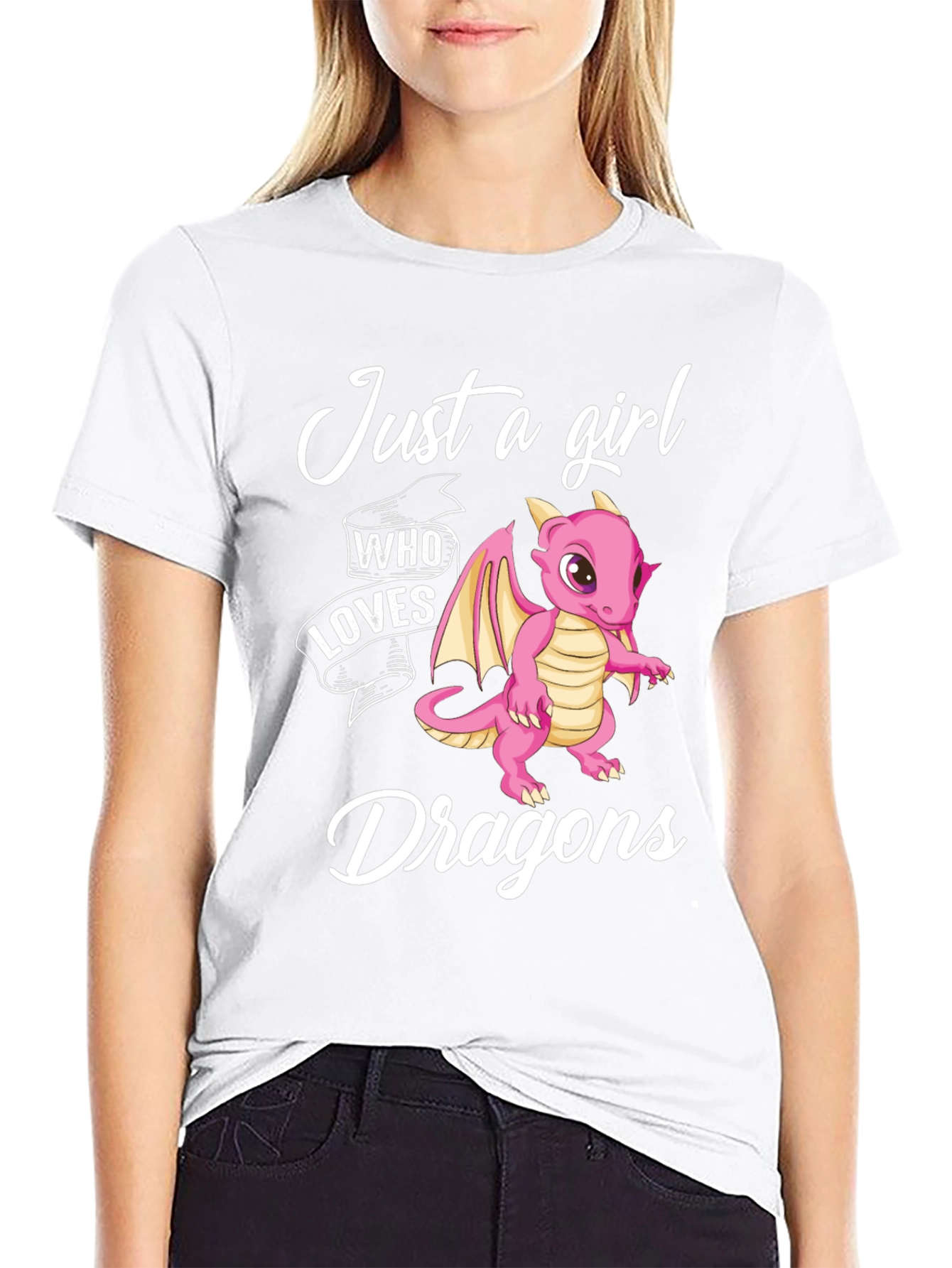 Black Just a Girl Who Loves Dragons T-Shirt view 9