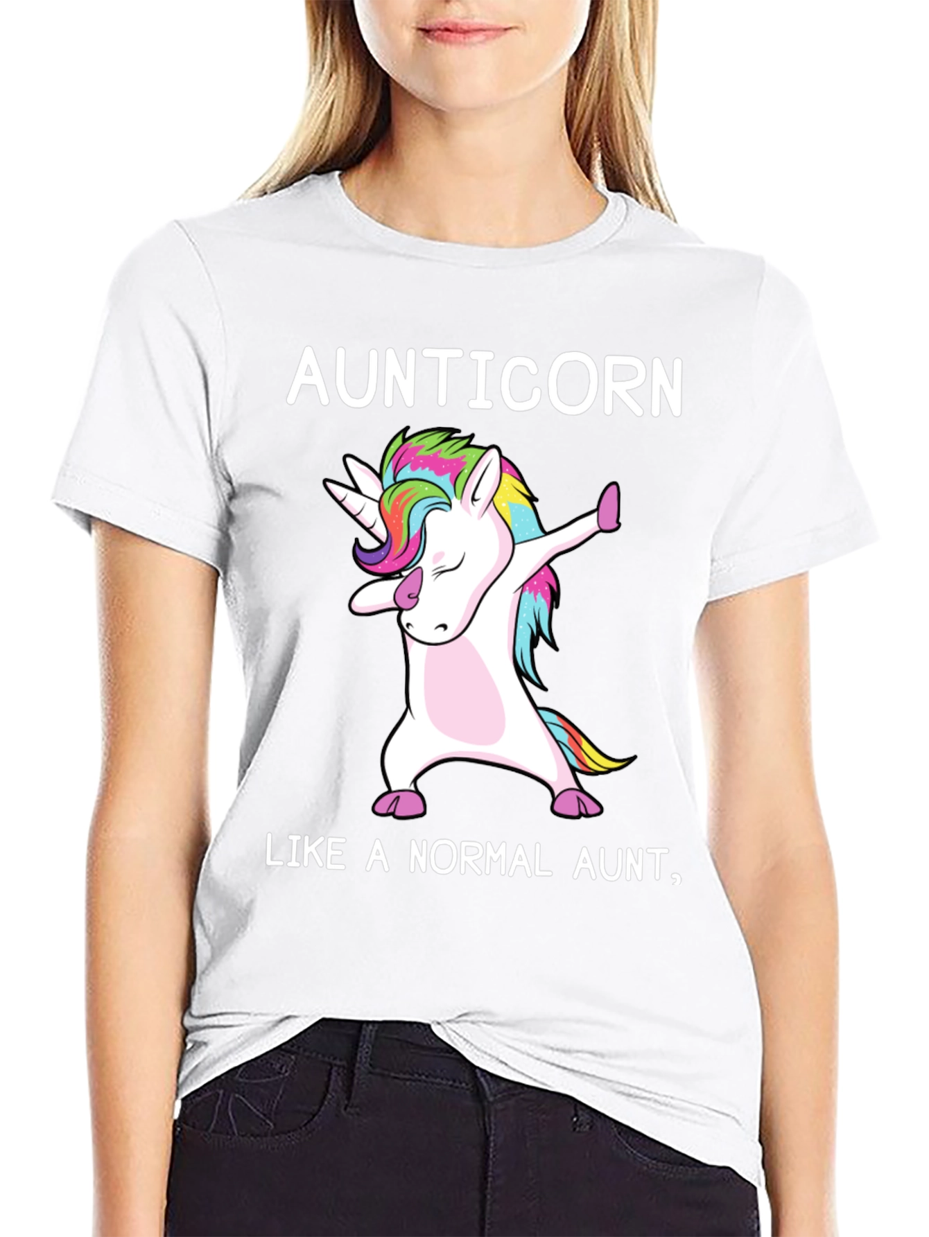 Black Aunticorn Like A Normal Aunt T-Shirt view 9