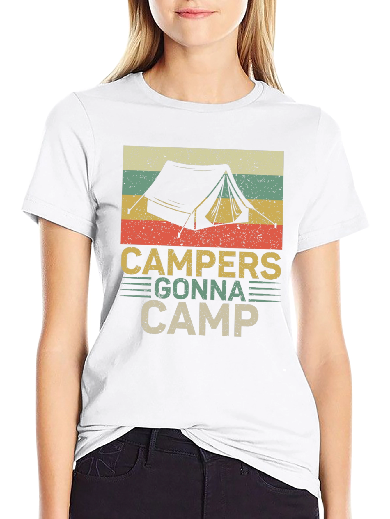 Black Campers Gonna Camp Retro Graphic T-Shirt view 9
