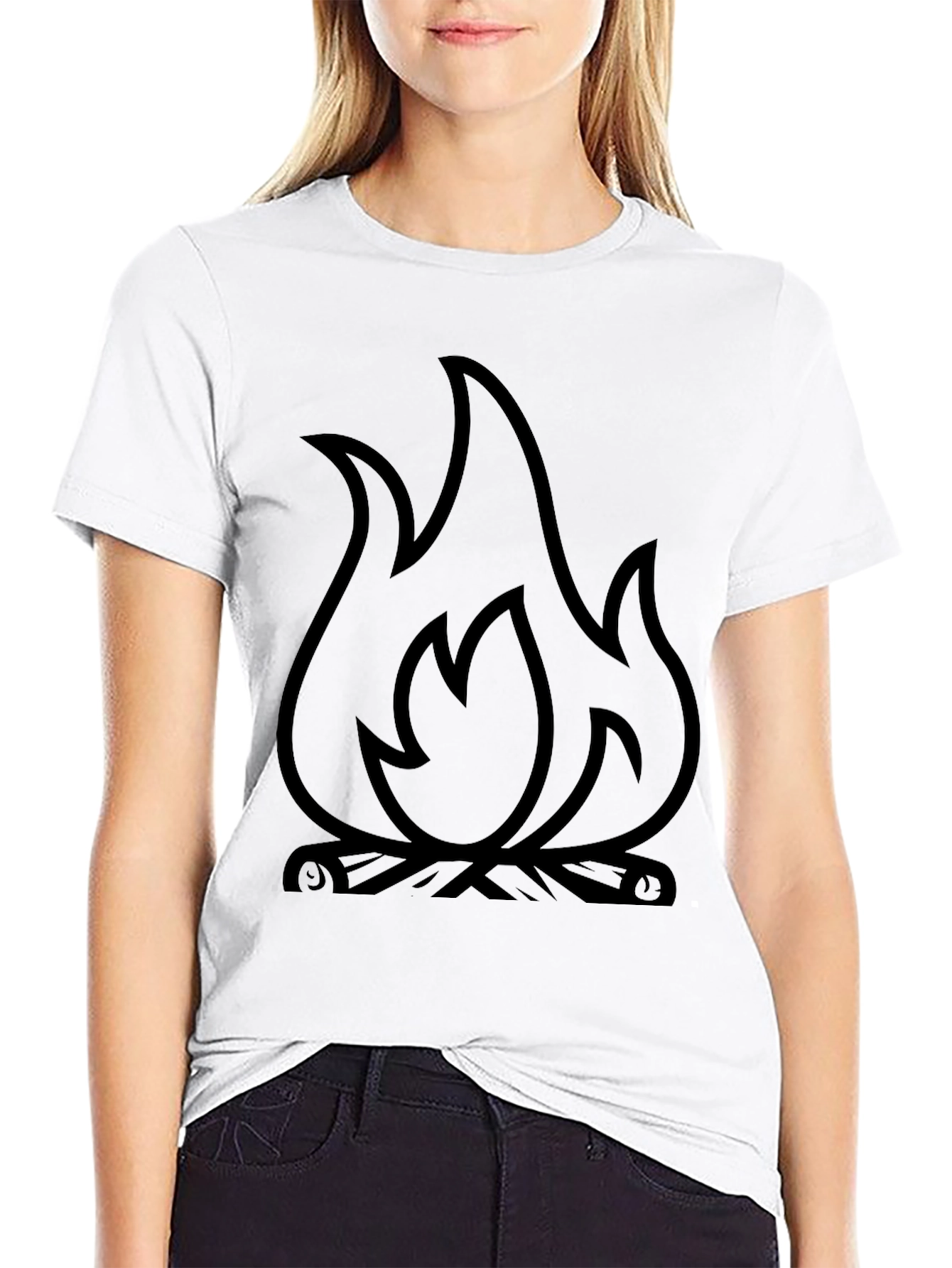 Black Fire Graphic T-Shirt - Black Cotton Blend Tee view 9