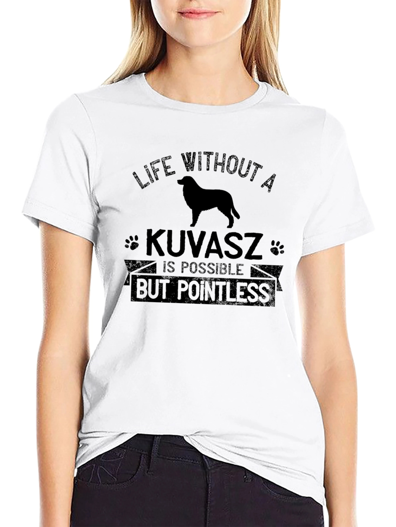 Black Kuvasz Dog T-Shirt - Life Without a Kuvasz is Pointless view 9