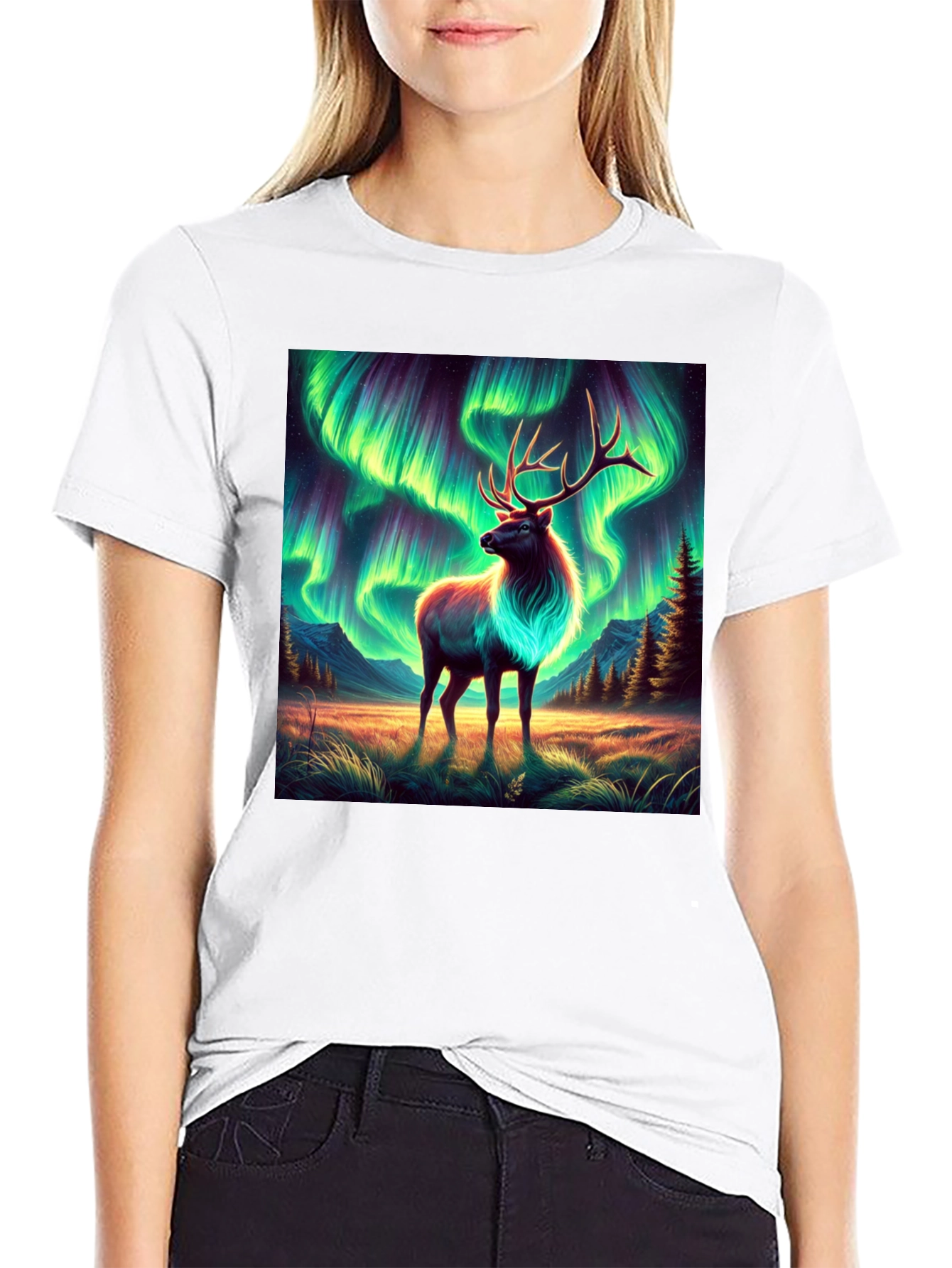 Aurora Elk Graphic Tee - Black - 9