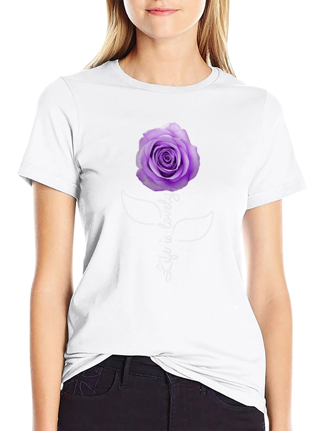 Black Life is Lovely Rose Graphic Tee - Black view 9