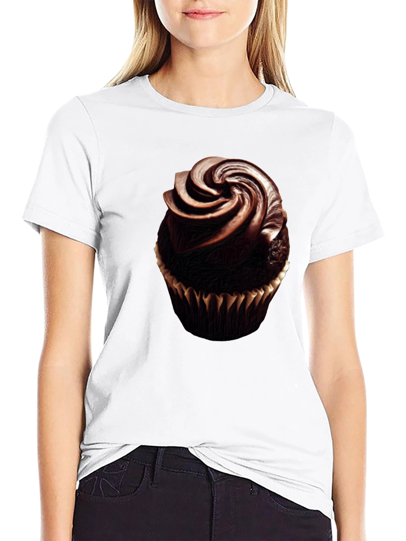 Black Chocolate Cupcake Graphic Tee - Sweet Treat Shirt view 9