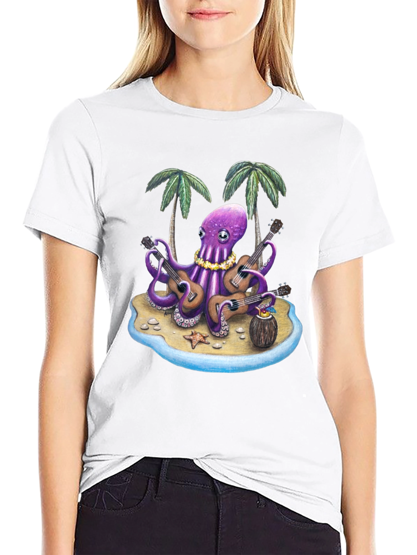 Black Musical Octopus Hawaiian T-Shirt view 9
