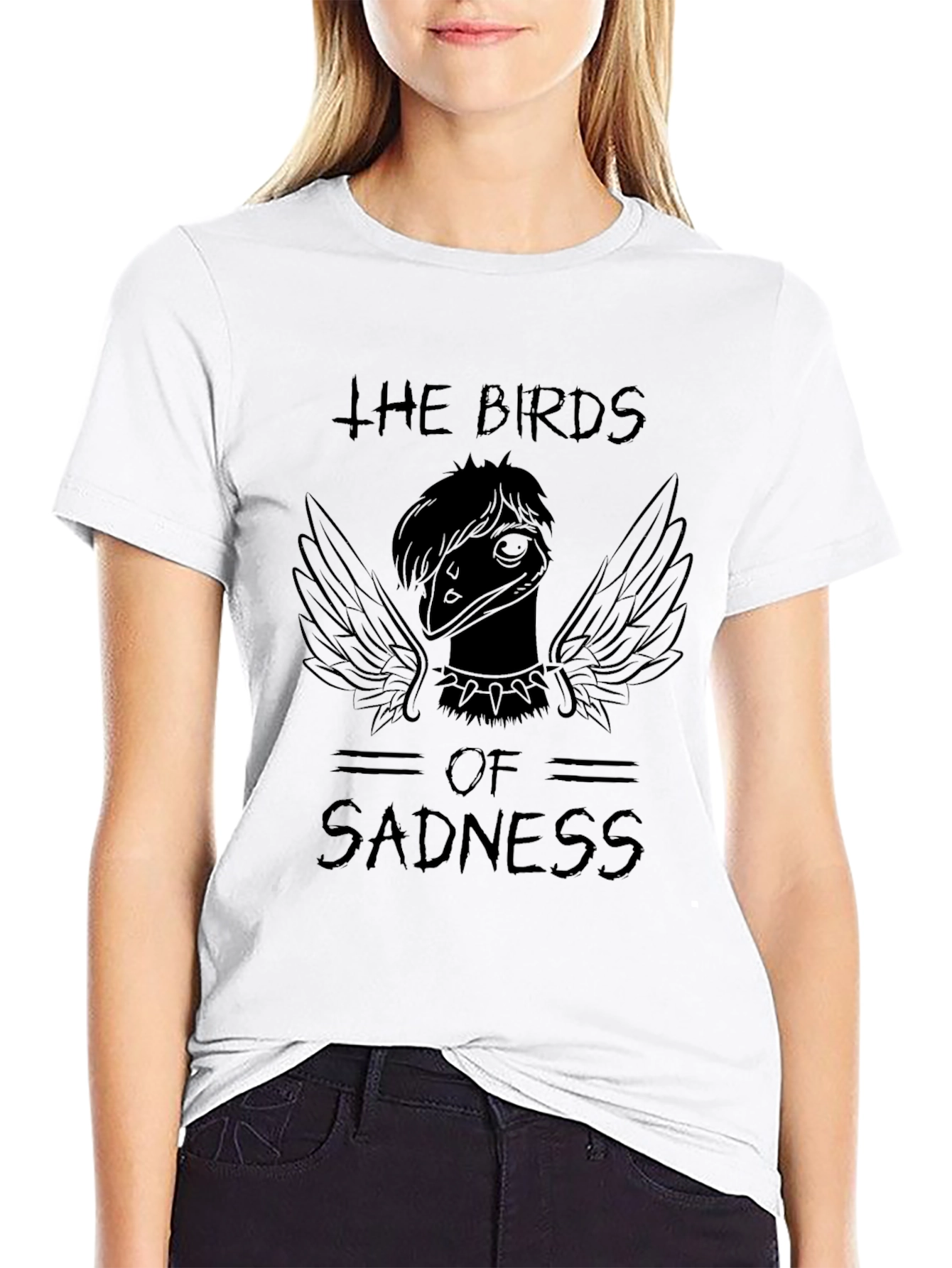 Black The Birds of Sadness Graphic Tee - Black Unisex T-Shirt view 9