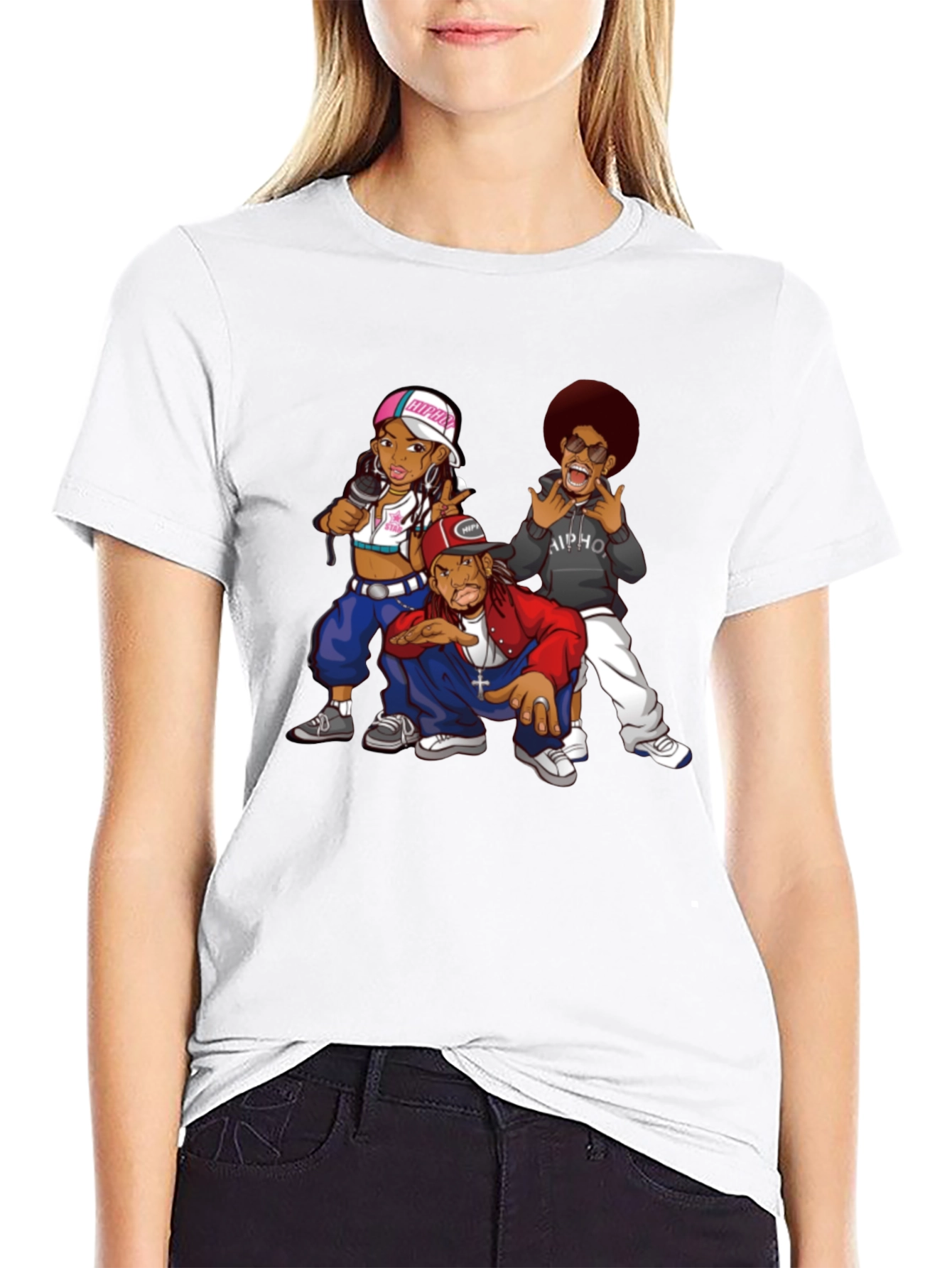 Black Cartoon Hip-Hop Group Black T-Shirt view 9