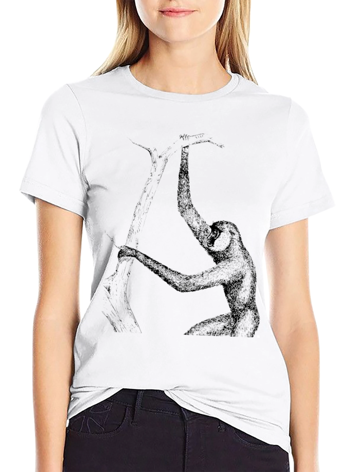 Black Gibbon Graphic Tee - Black Cotton T-Shirt view 9