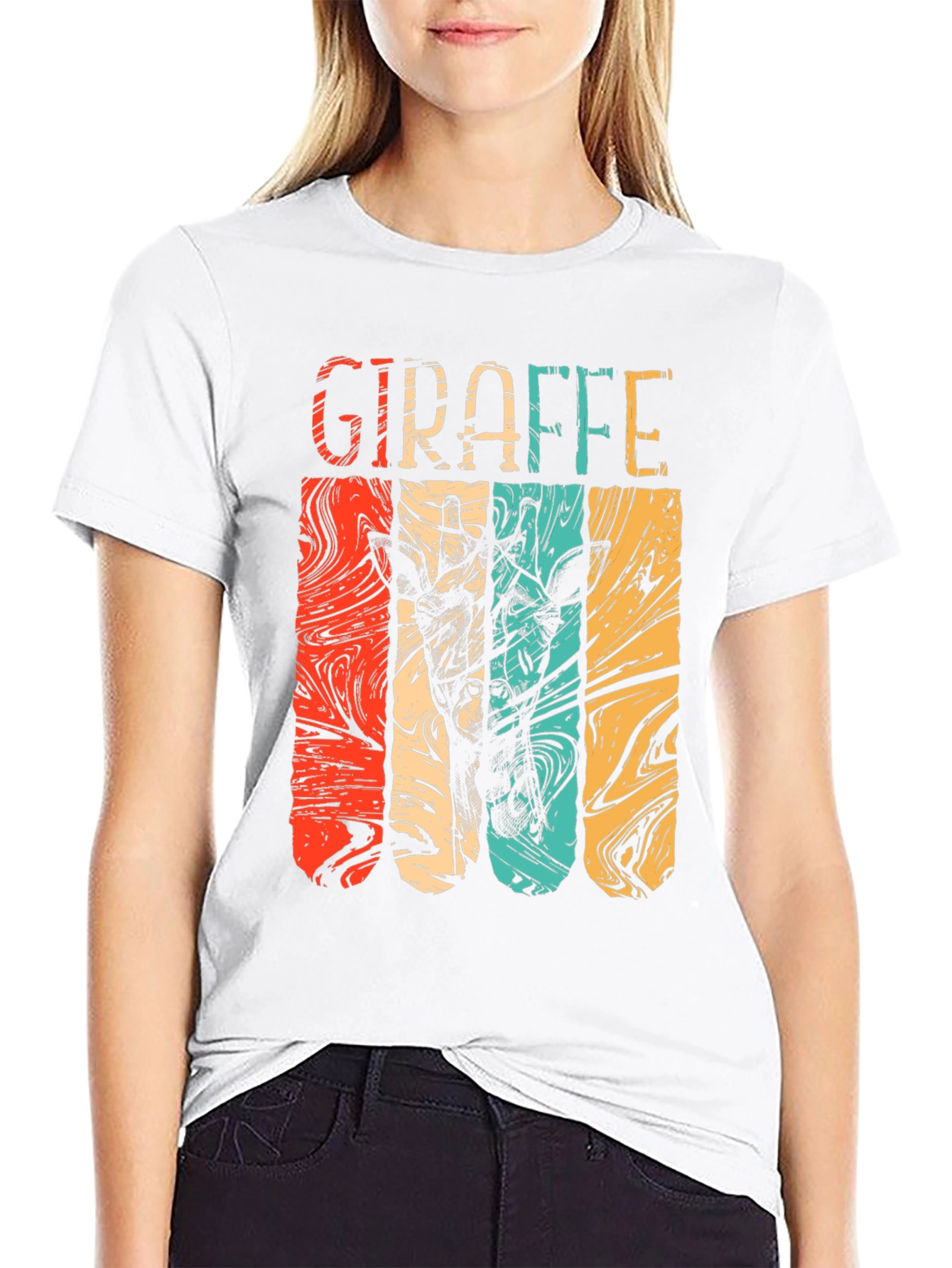 Black Retro Giraffe T-Shirt - Vintage Style Graphic Tee view 9