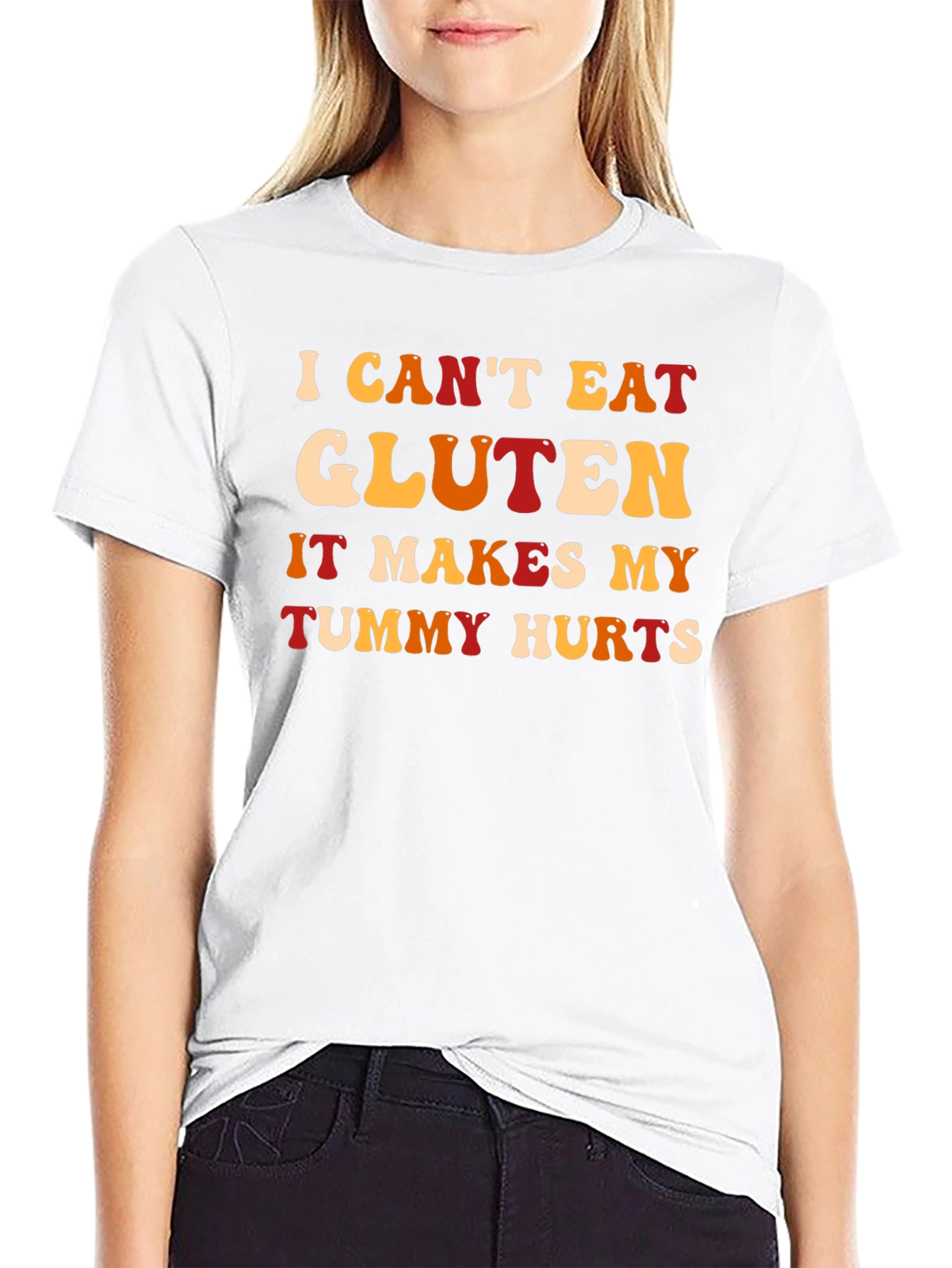 Black I Can't Eat Gluten T-Shirt Funny Food Allergy Tee view 9