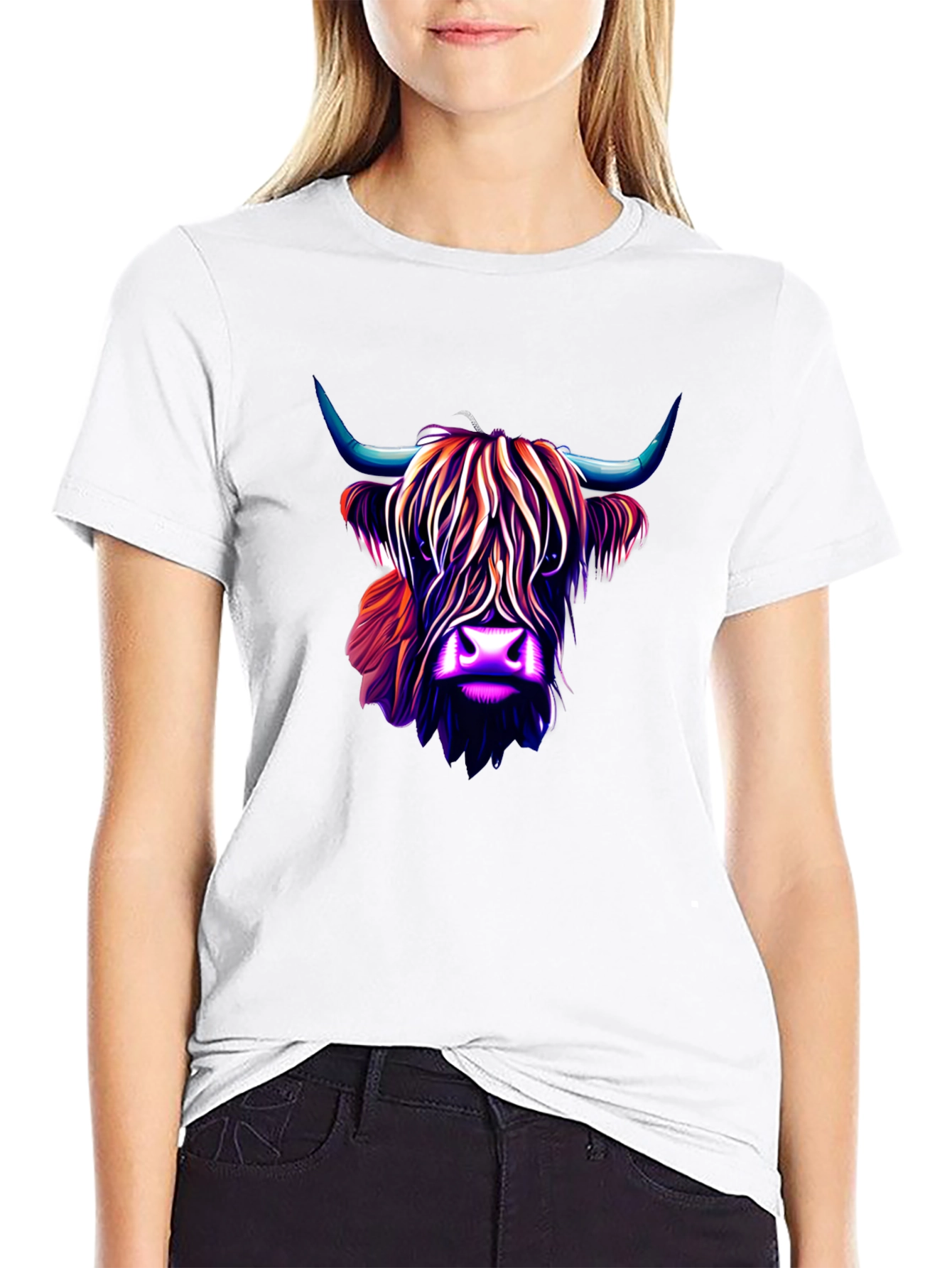 Black Highland Cow Graphic Tee - Stylish Men's Black T-Shirt view 9