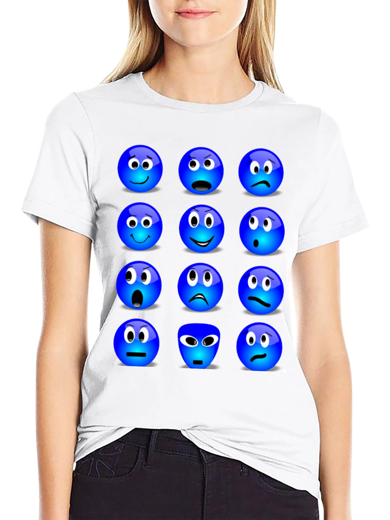 Black Emoji Expressions Graphic T-Shirt view 9