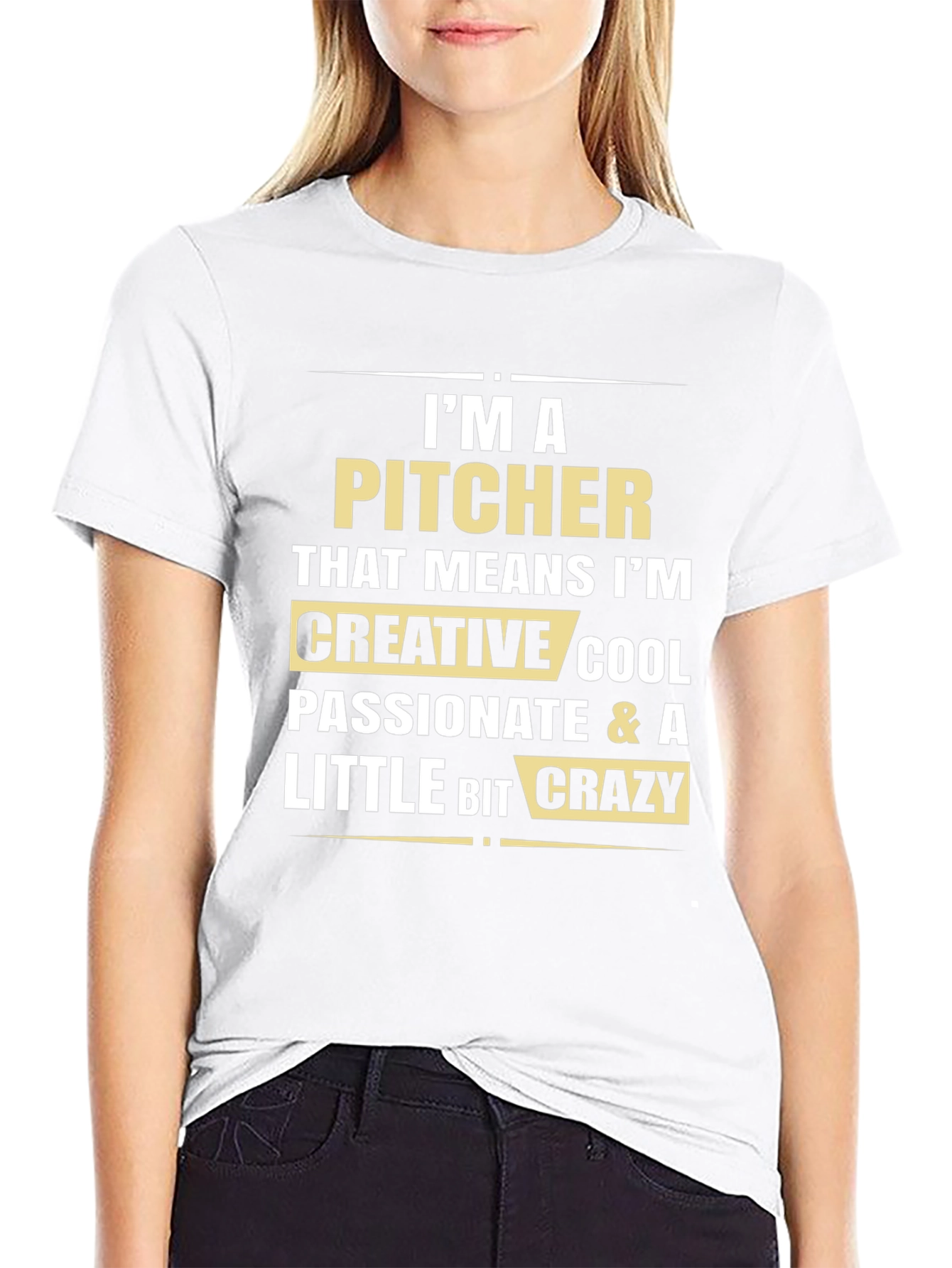 Black I'm A Pitcher T-Shirt - Creative, Cool & Crazy view 9